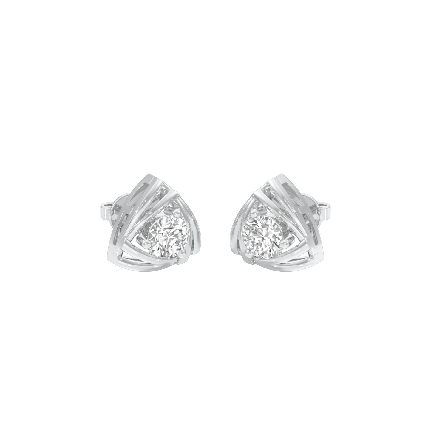 Prism Rolls Diamond Stud Earrings 18 KT / White Gold