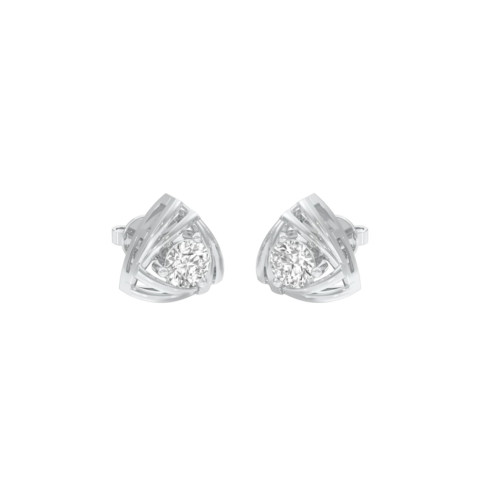 Prism Rolls Diamond Stud Earrings 18 KT / White Gold