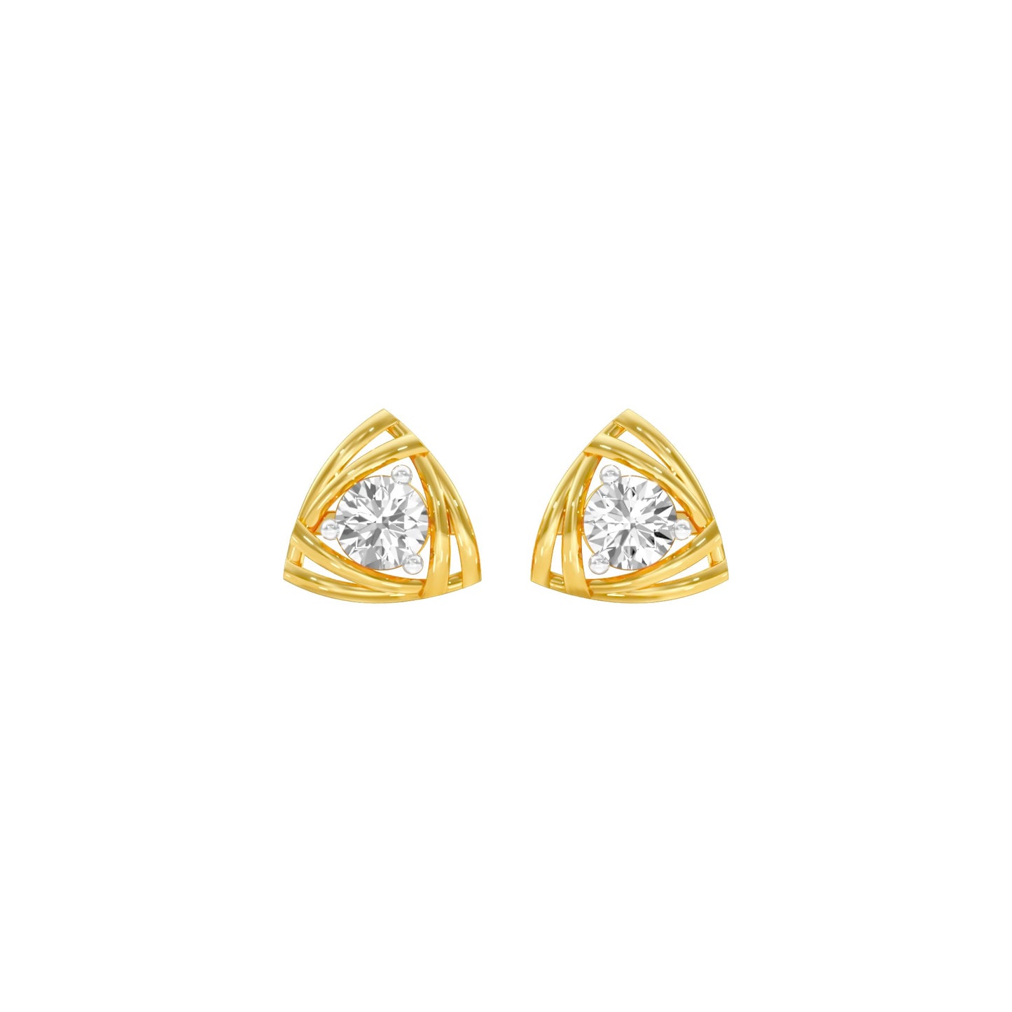 Prism Rolls Diamond Stud Earrings 18 KT / Yellow Gold