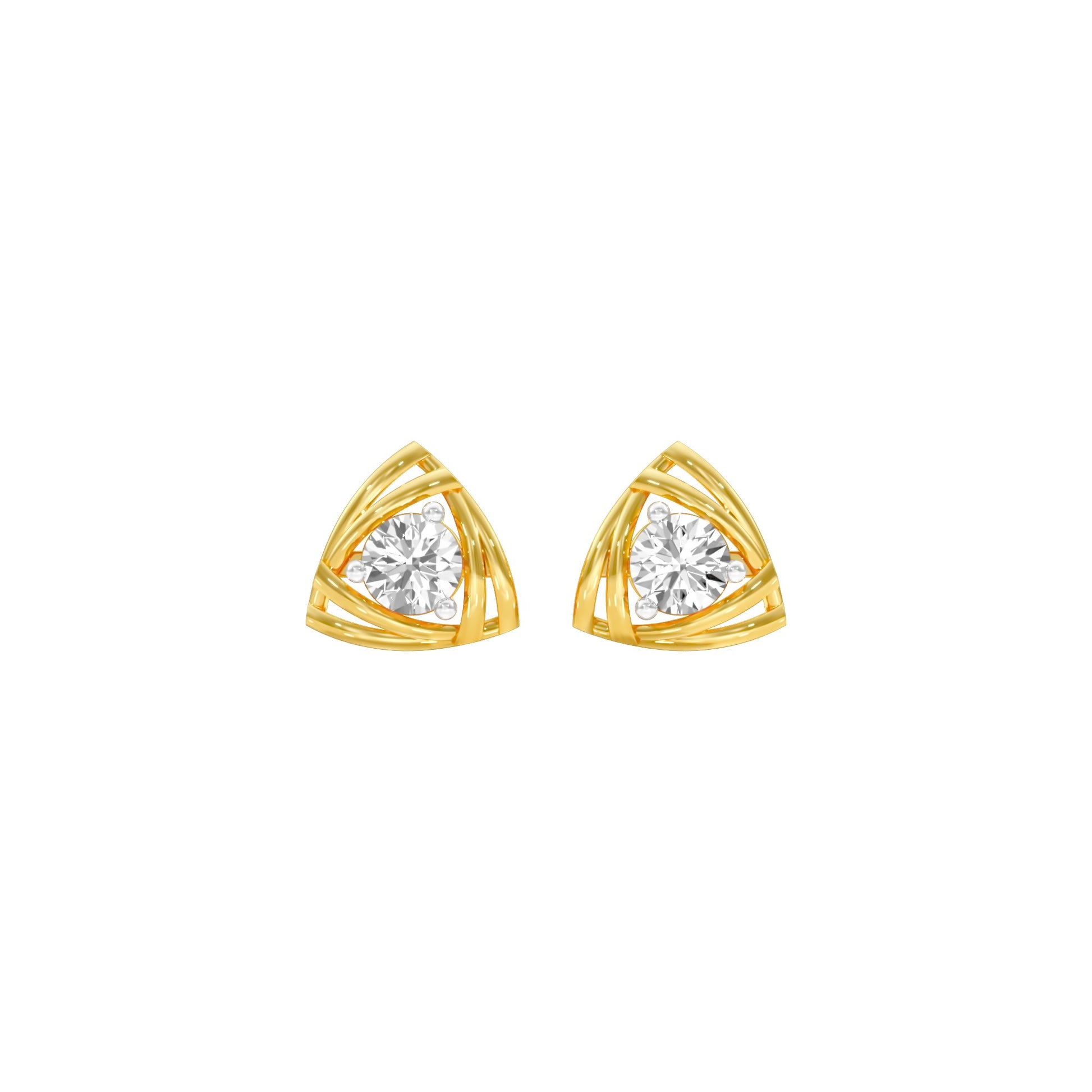 Prism Rolls Diamond Stud Earrings 18 KT / Yellow Gold