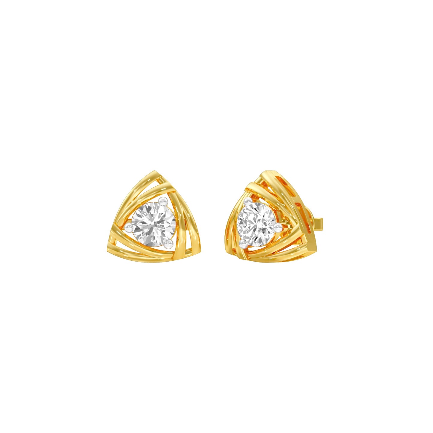 Prism Rolls Diamond Stud Earrings 18 KT / Yellow Gold