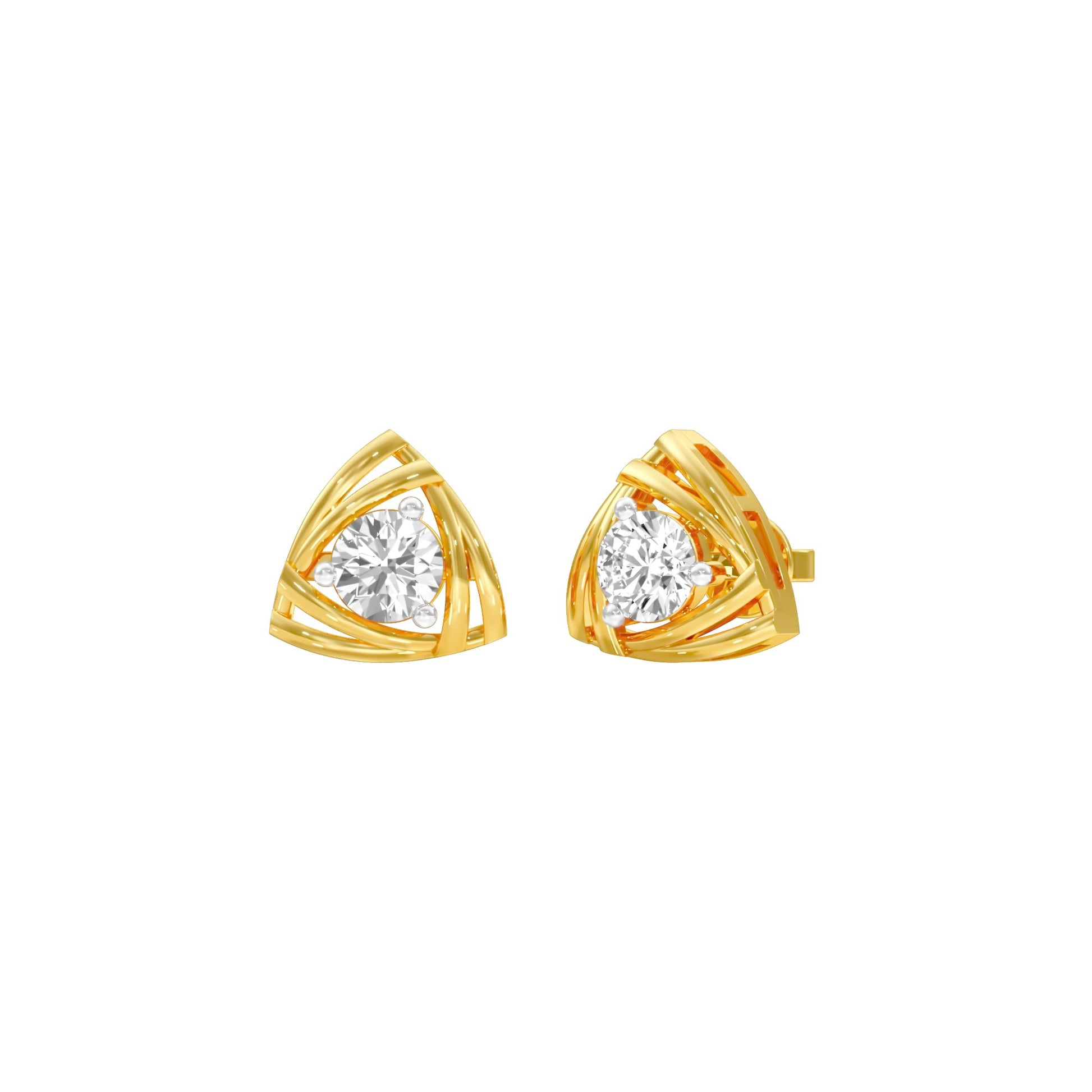 Prism Rolls Diamond Stud Earrings 18 KT / Yellow Gold