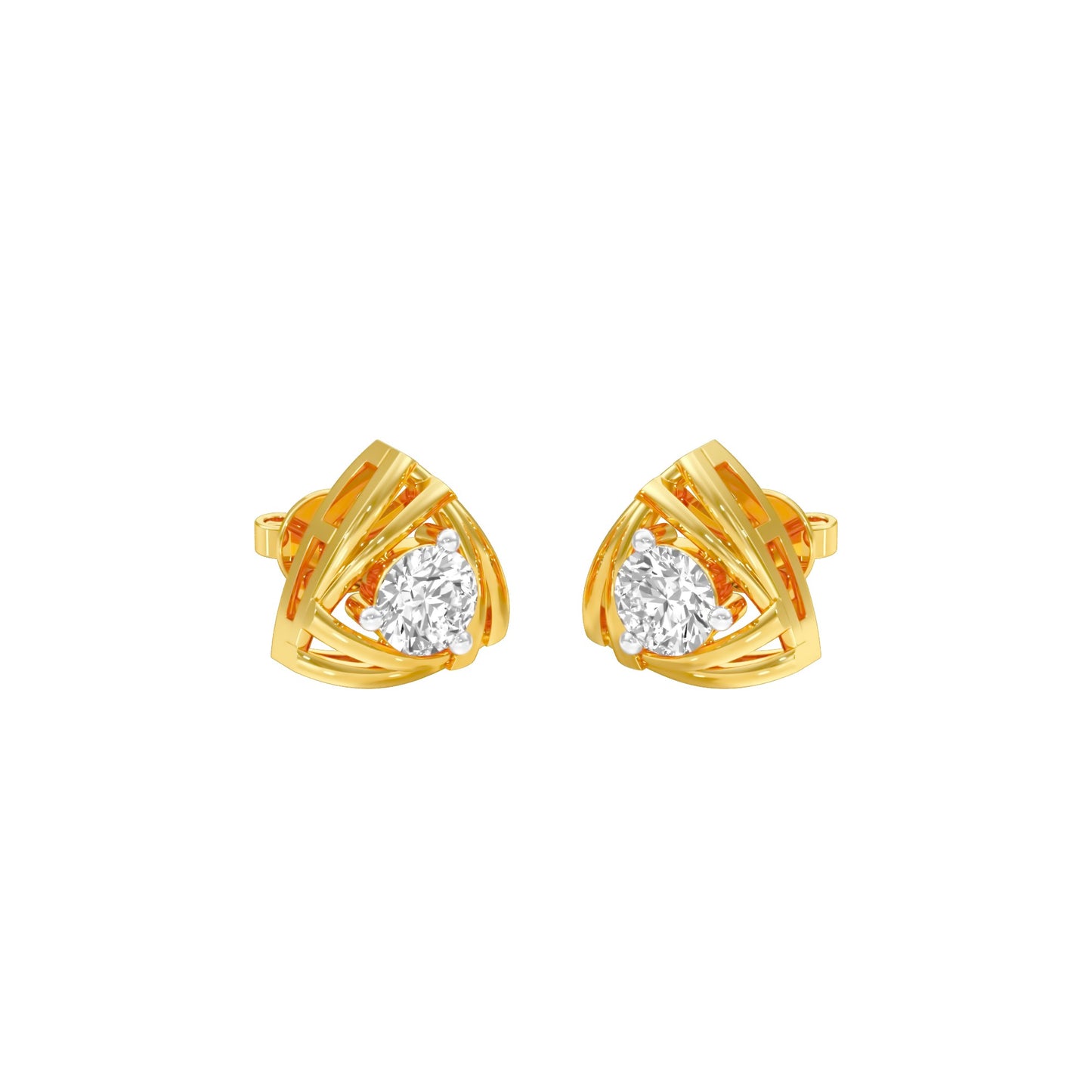 Prism Rolls Diamond Stud Earrings 18 KT / Yellow Gold