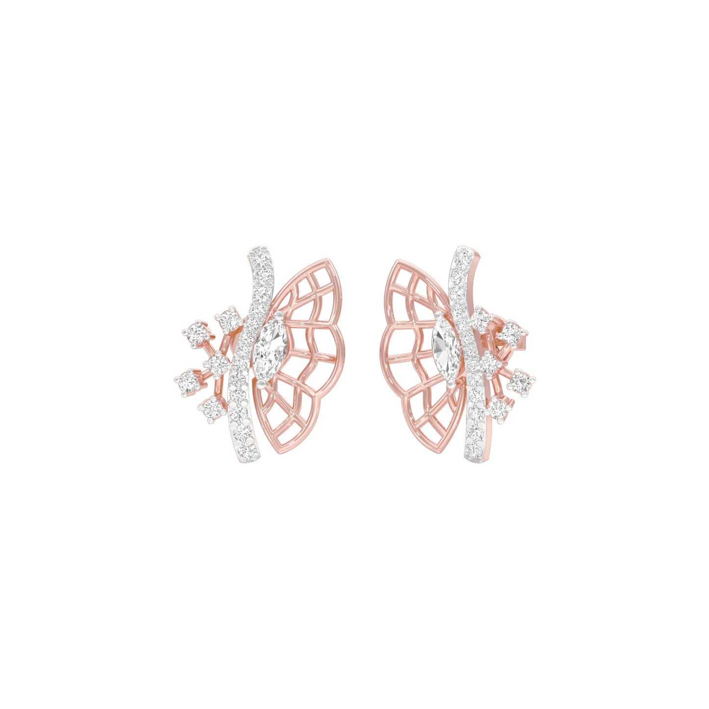 Flying Wings Diamond Stud Earrings 18 KT / Rose Gold