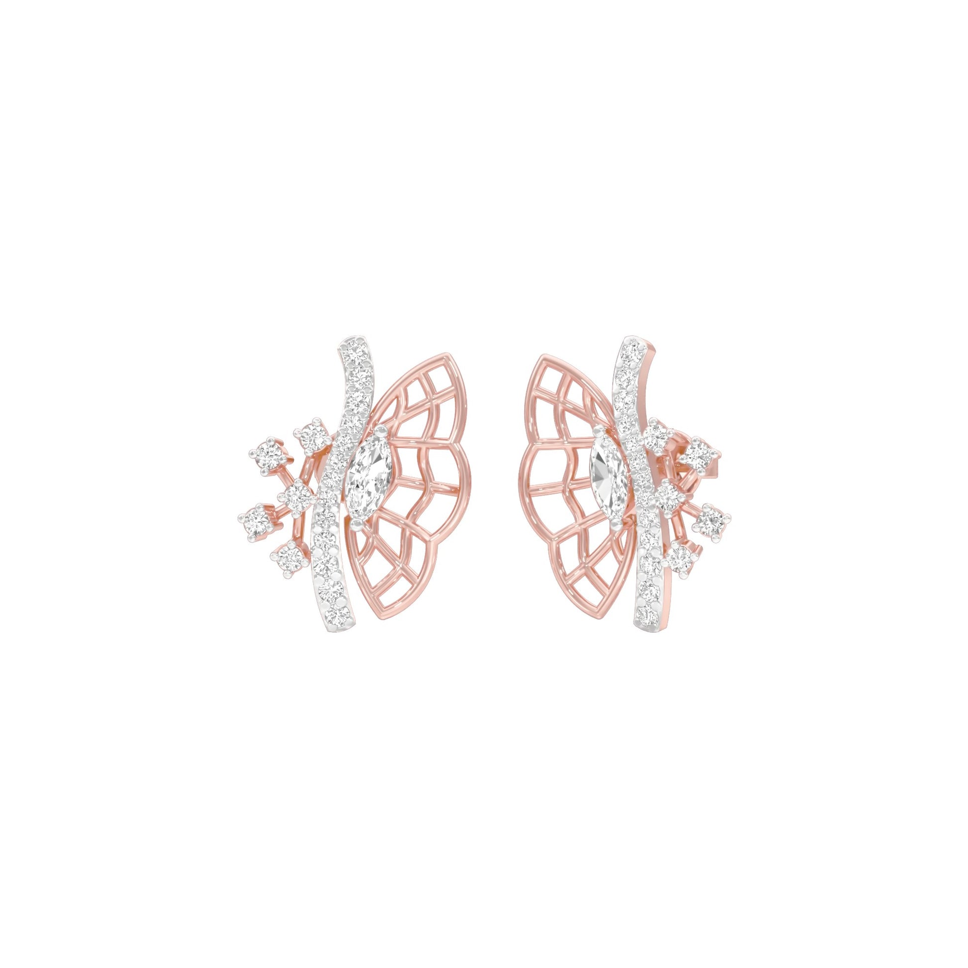 Flying Wings Diamond Stud Earrings 18 KT / Rose Gold