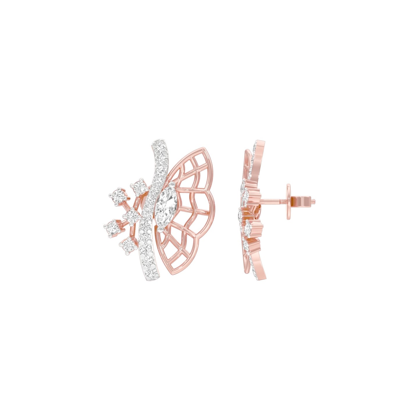 Flying Wings Diamond Stud Earrings 18 KT / Rose Gold