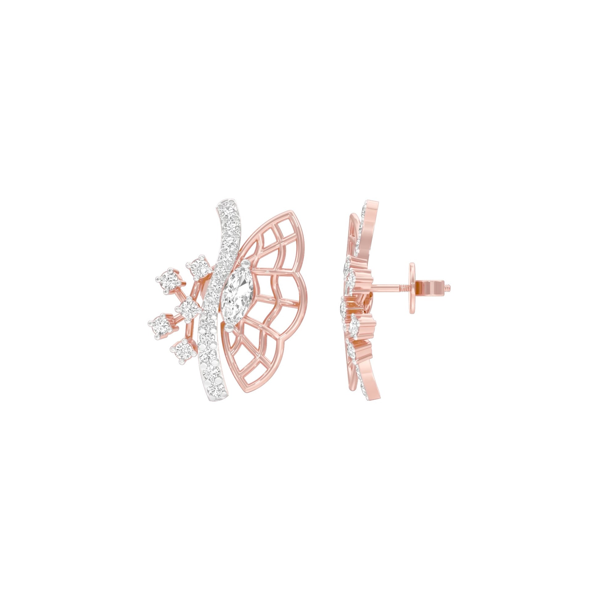 Flying Wings Diamond Stud Earrings 18 KT / Rose Gold