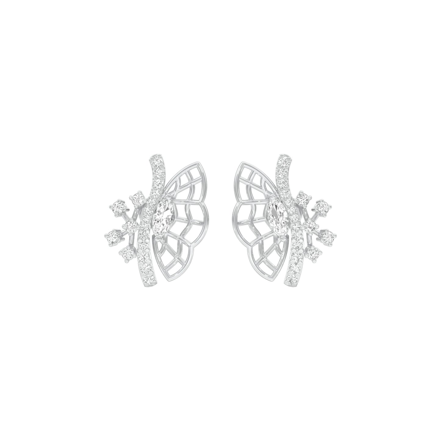 Flying Wings Diamond Stud Earrings 18 KT / White Gold