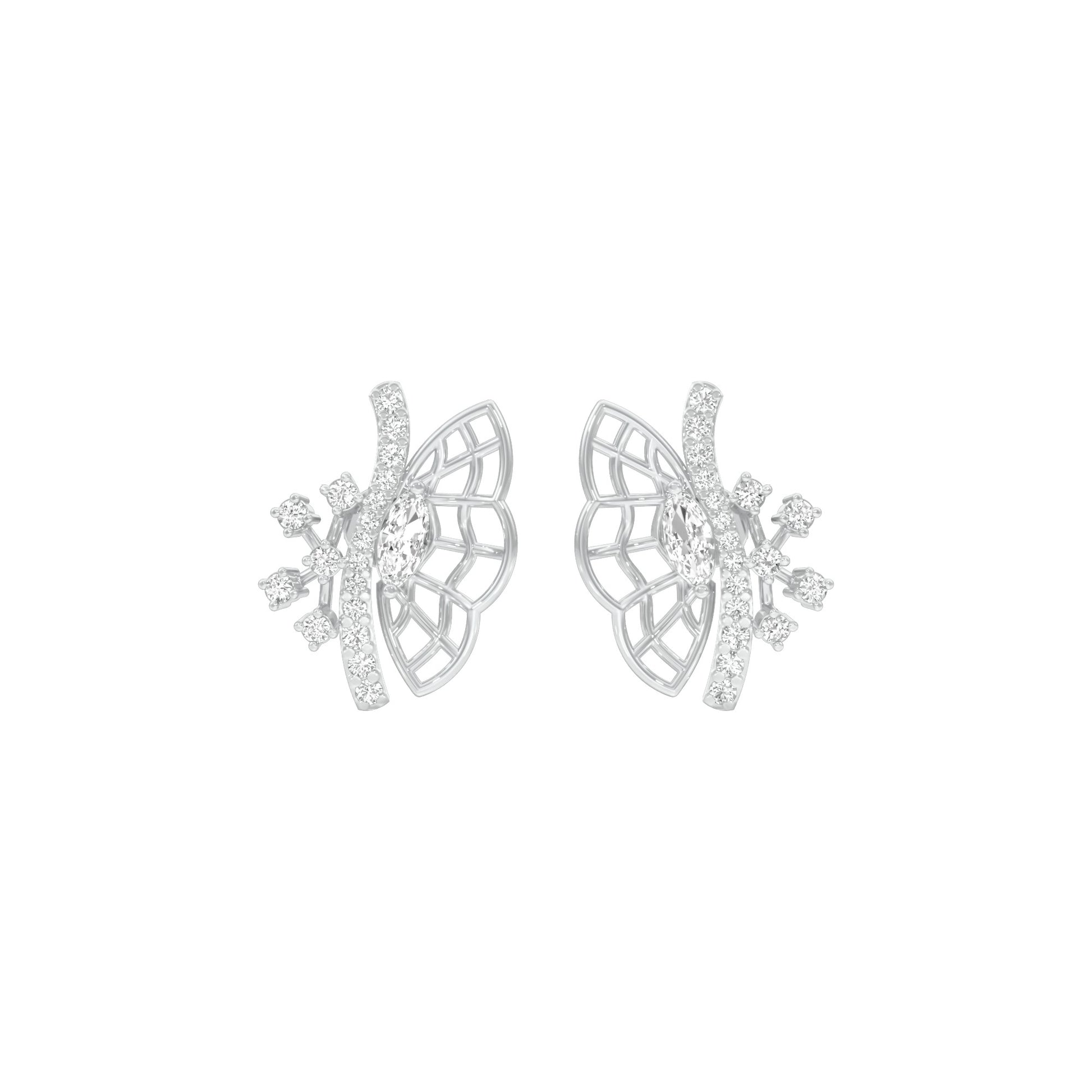 Flying Wings Diamond Stud Earrings 18 KT / White Gold