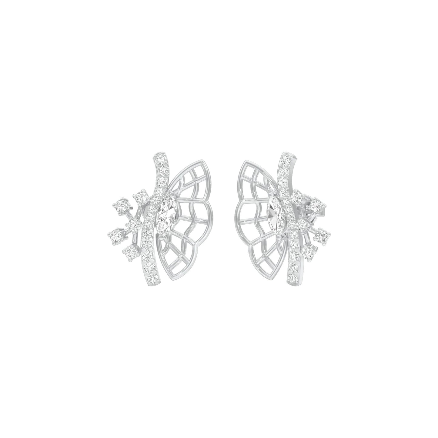 Flying Wings Diamond Stud Earrings 18 KT / White Gold