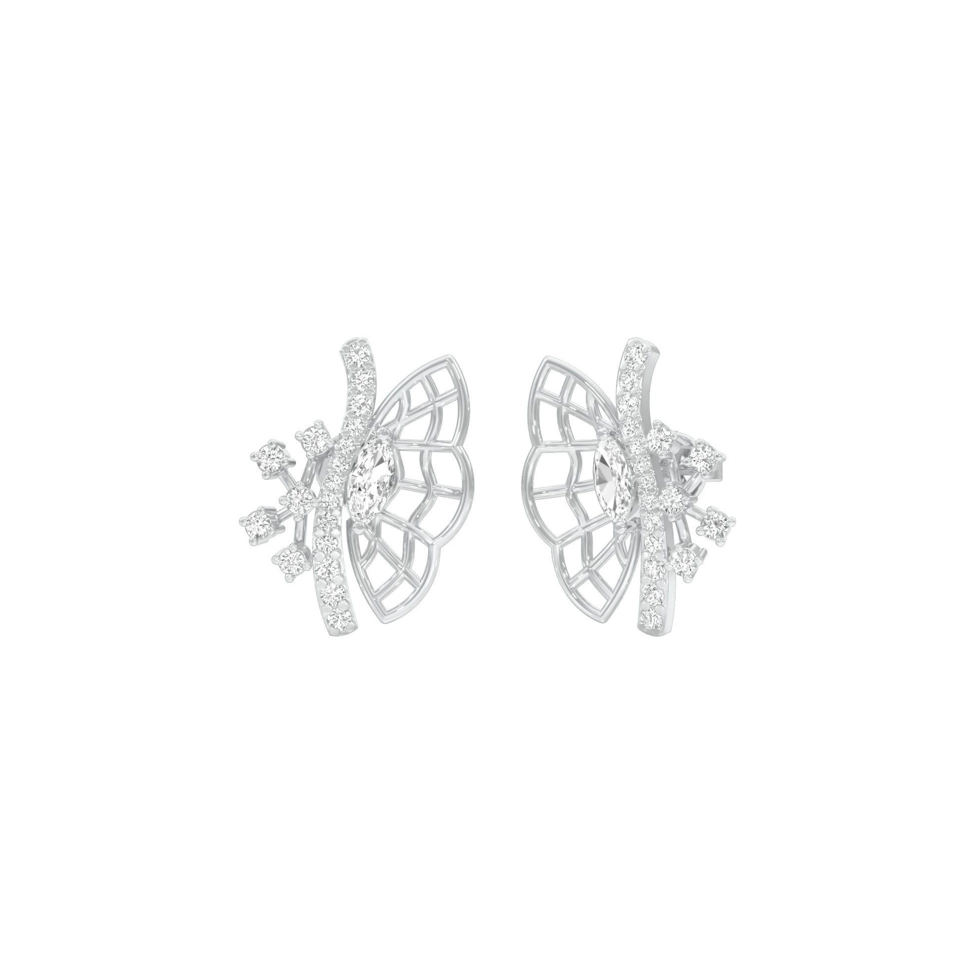 Flying Wings Diamond Stud Earrings 18 KT / White Gold