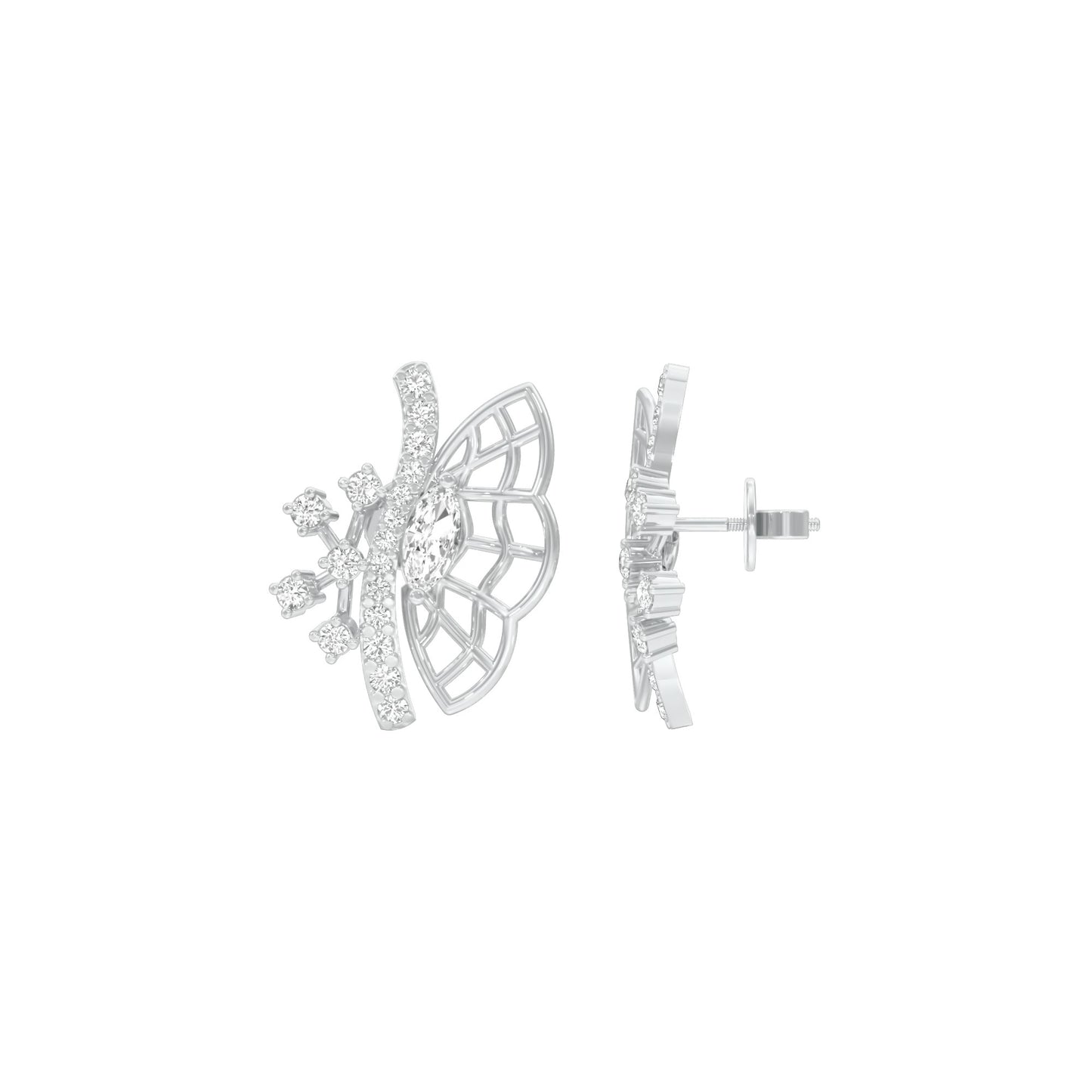 Flying Wings Diamond Stud Earrings 18 KT / White Gold