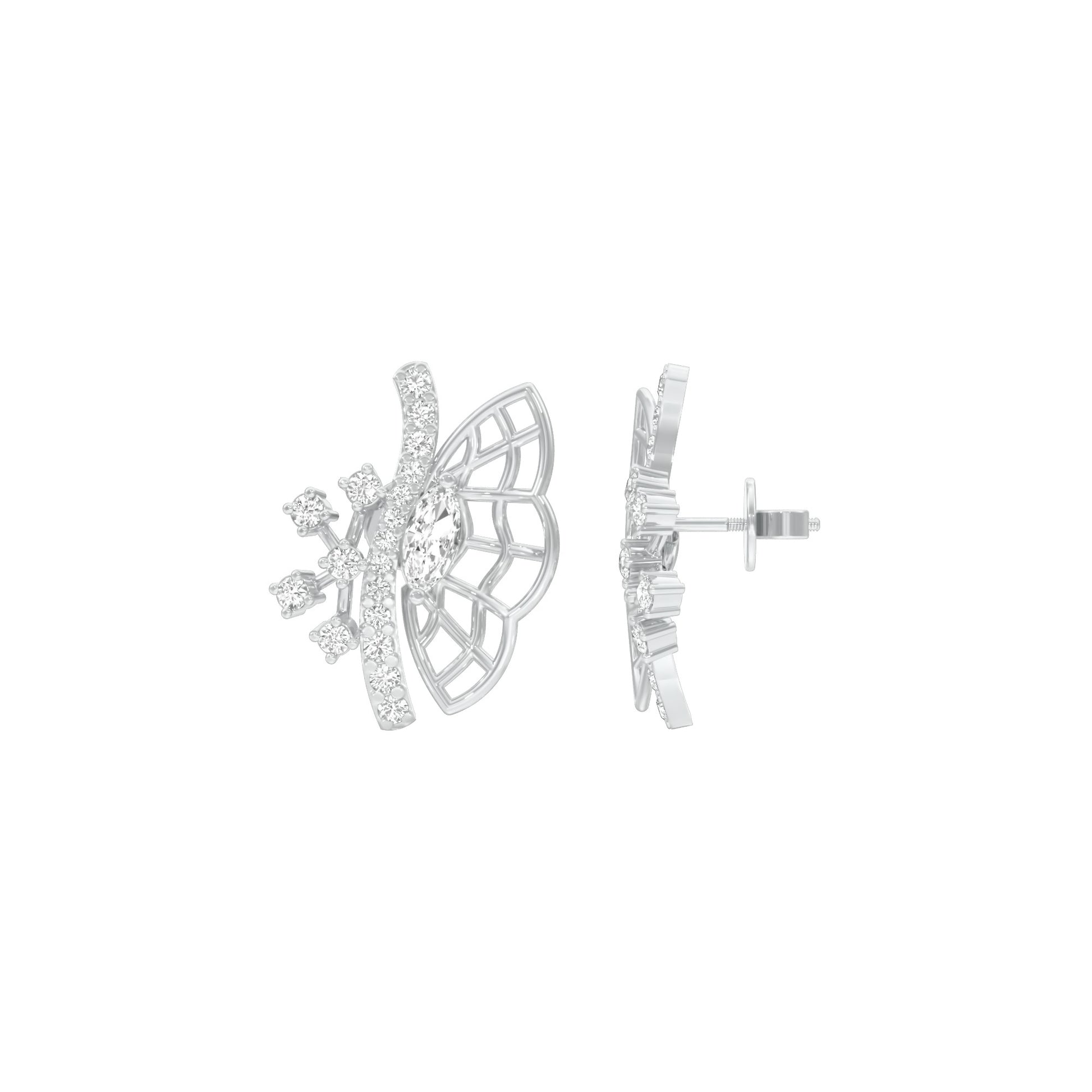 Flying Wings Diamond Stud Earrings 18 KT / White Gold