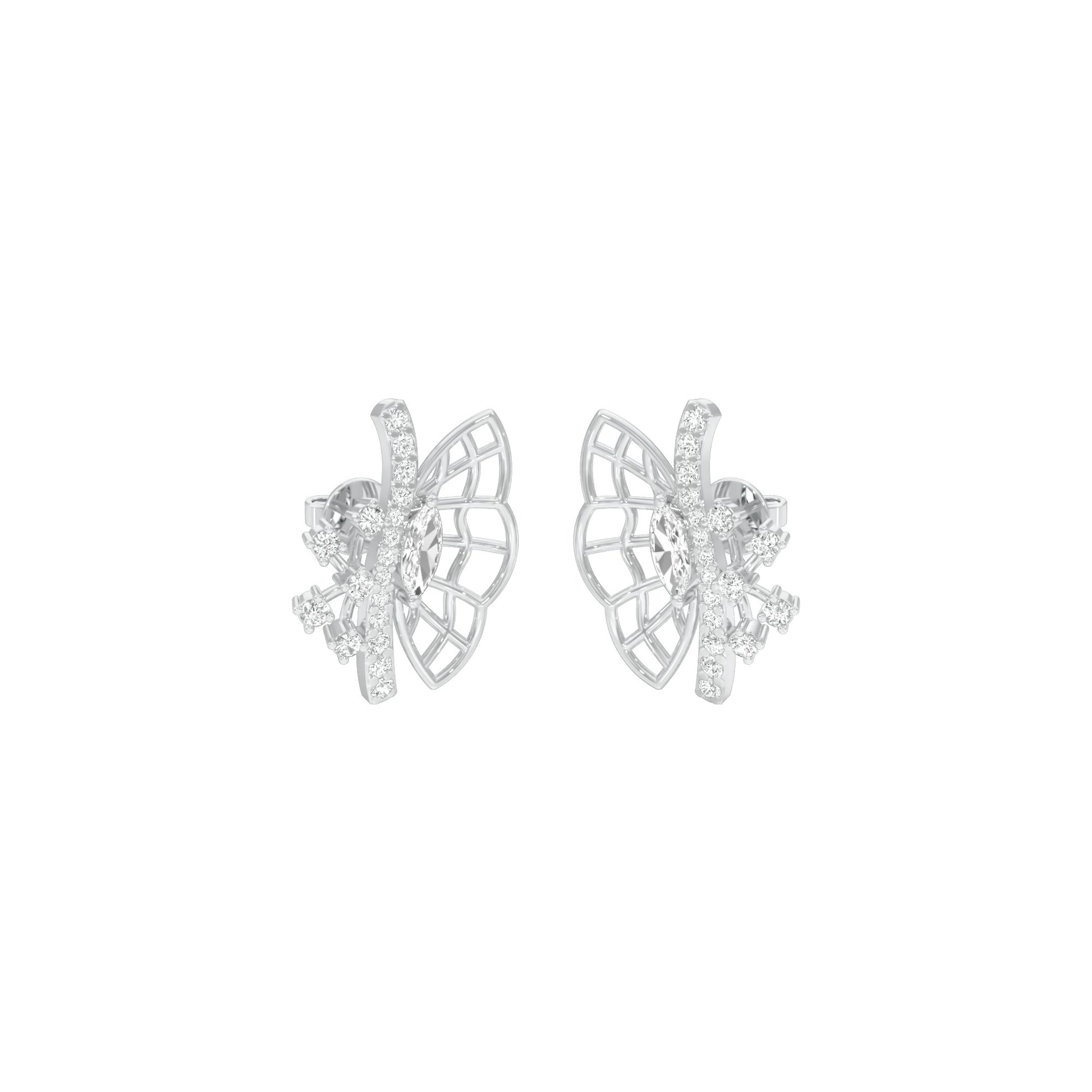 Flying Wings Diamond Stud Earrings 18 KT / White Gold