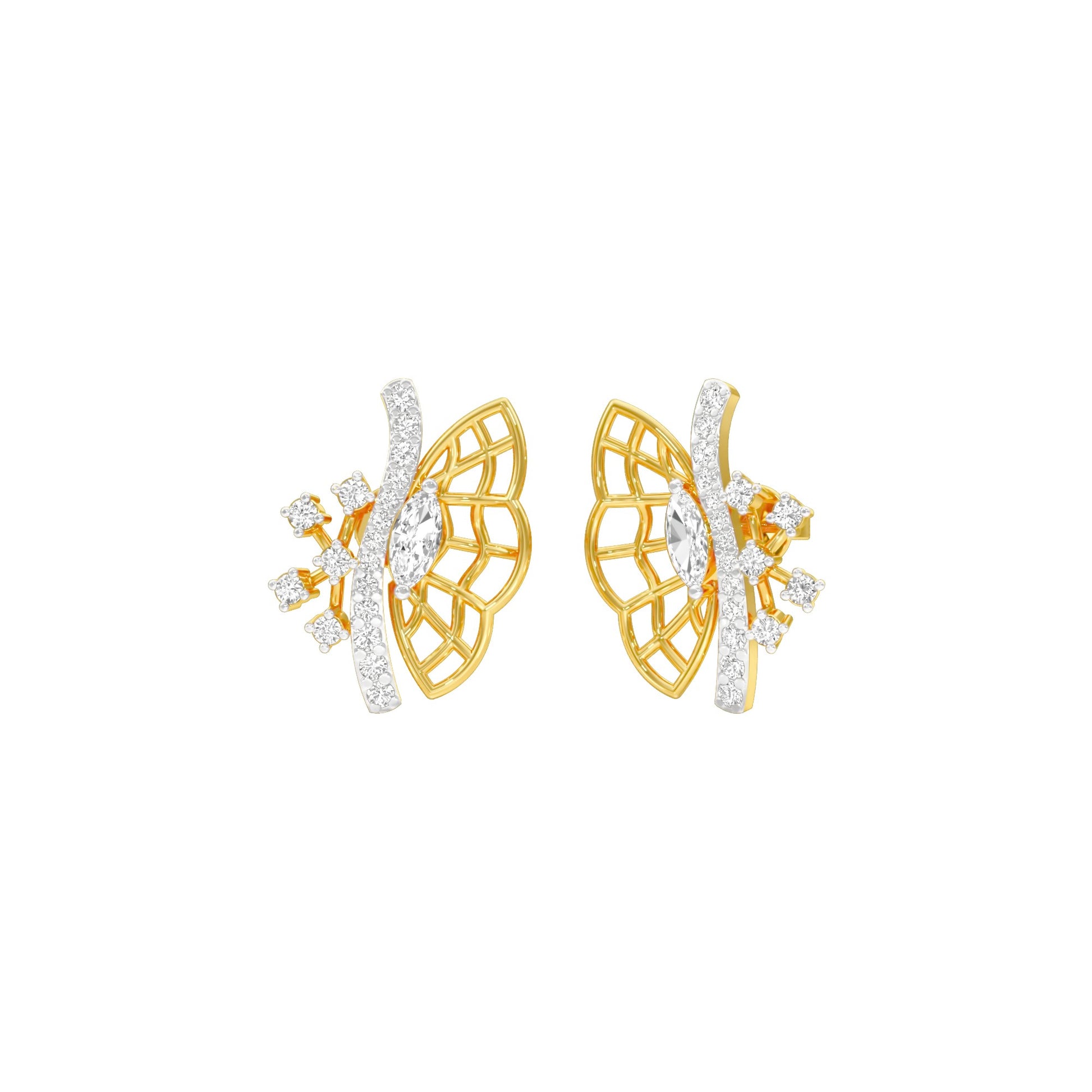 Flying Wings Diamond Stud Earrings 18 KT / Yellow Gold