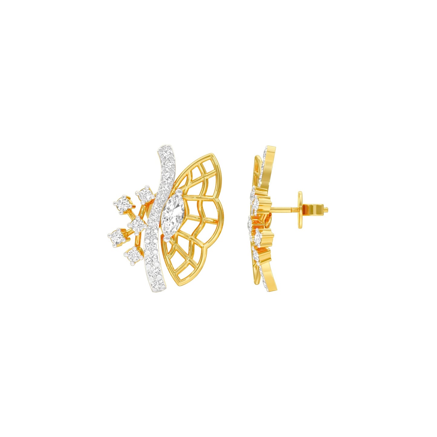 Flying Wings Diamond Stud Earrings 18 KT / Yellow Gold