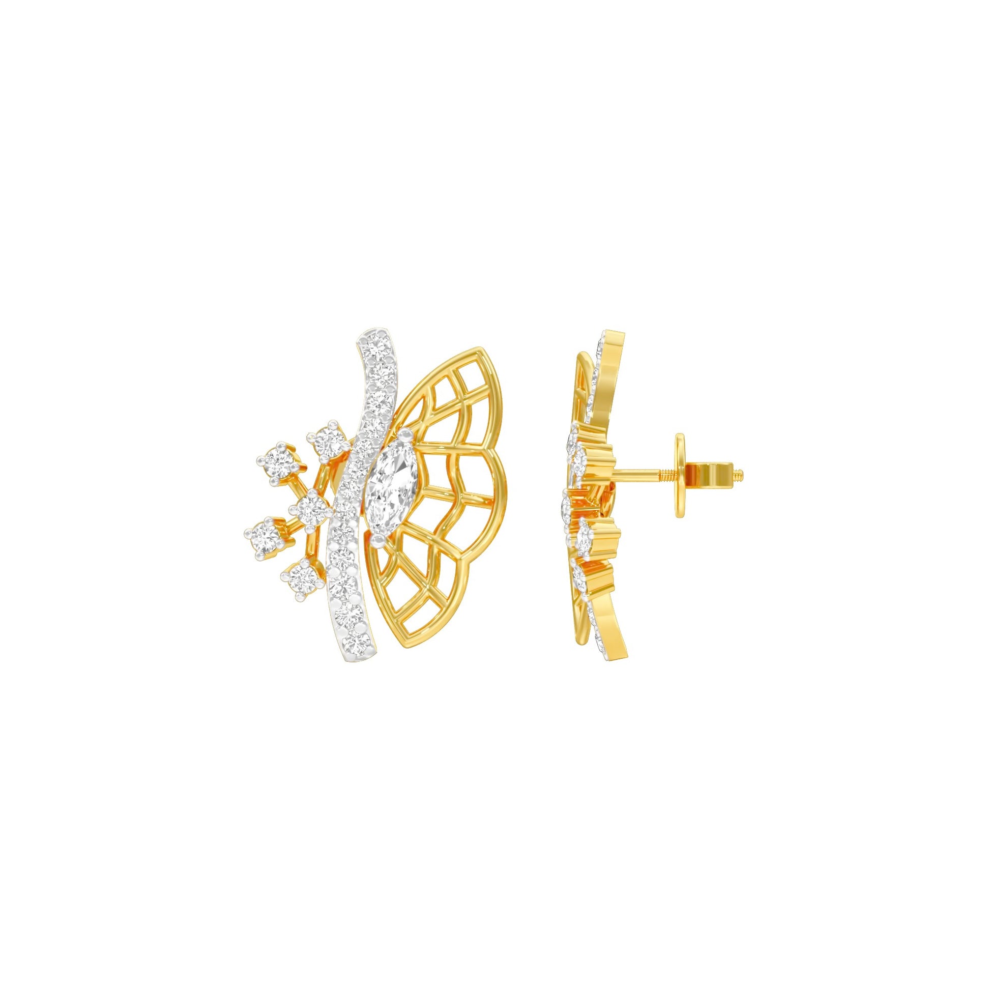 Flying Wings Diamond Stud Earrings 18 KT / Yellow Gold