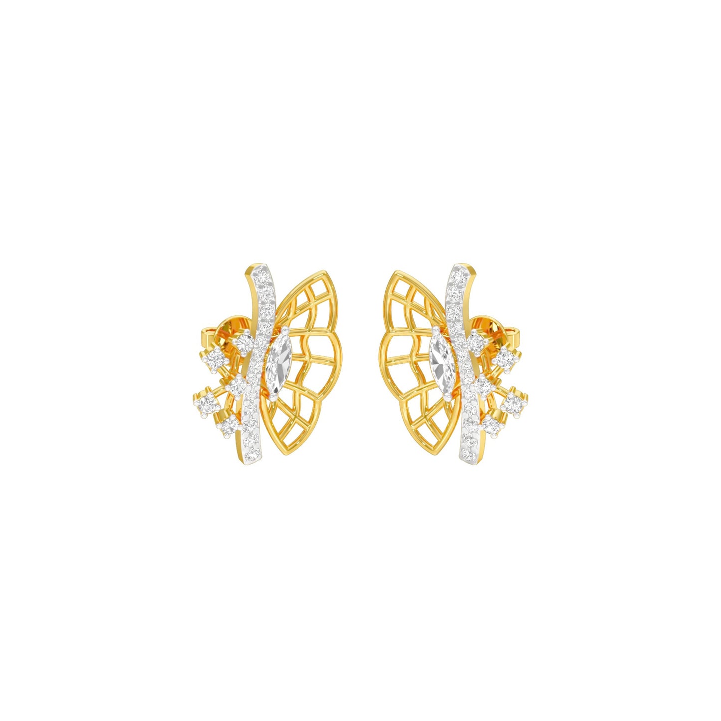 Flying Wings Diamond Stud Earrings 18 KT / Yellow Gold