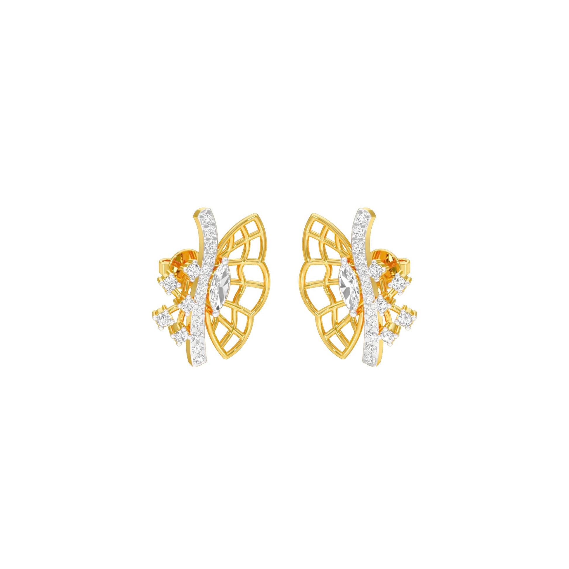Flying Wings Diamond Stud Earrings 18 KT / Yellow Gold