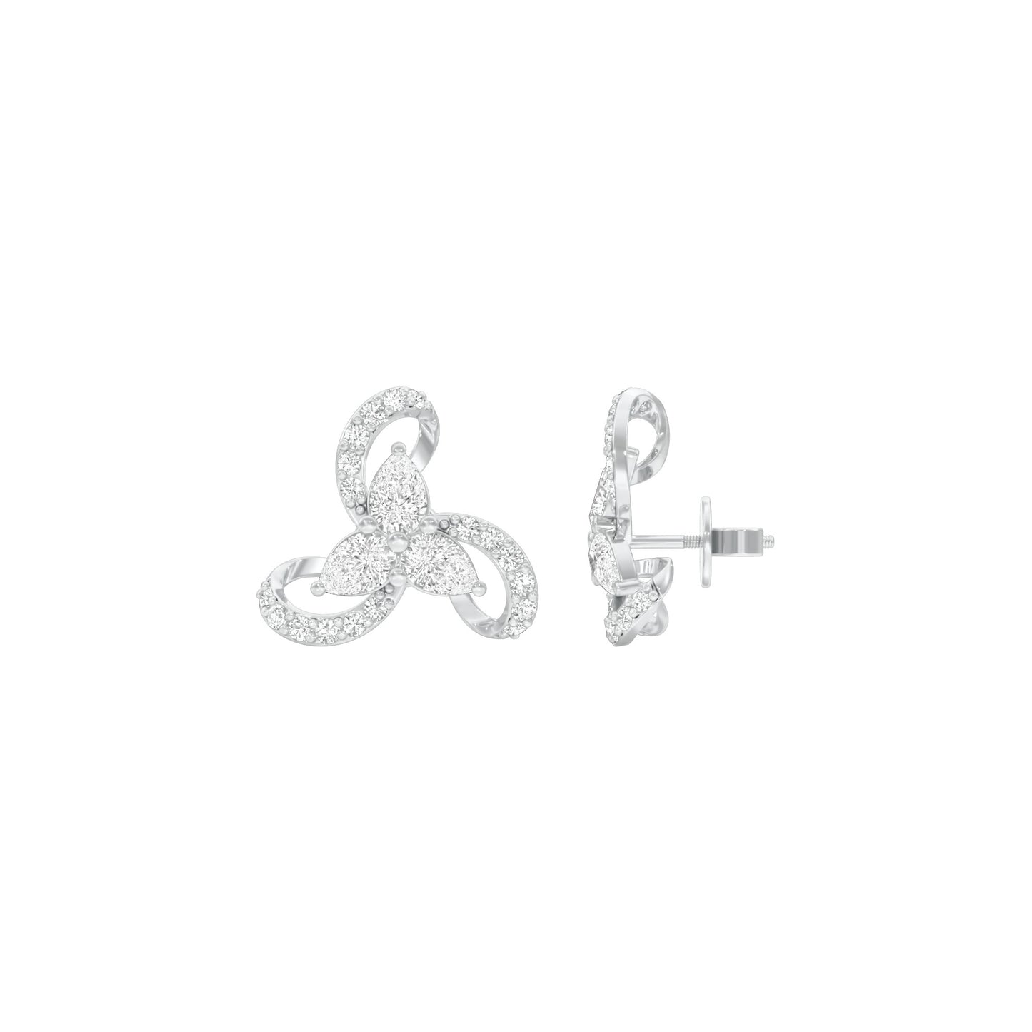 Bloom Luxe Diamond Stud Earrings 18 KT / White Gold