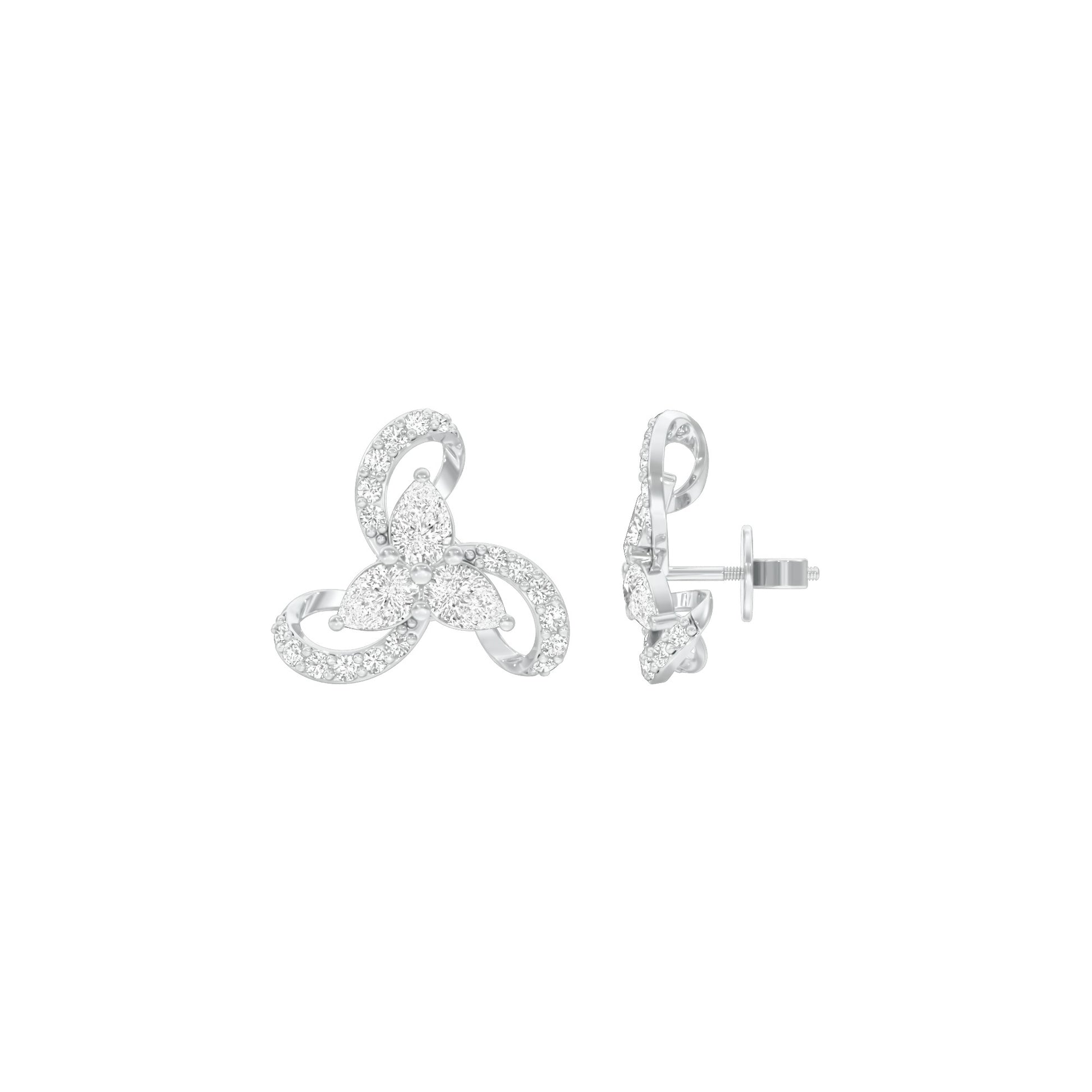 Bloom Luxe Diamond Stud Earrings 18 KT / White Gold