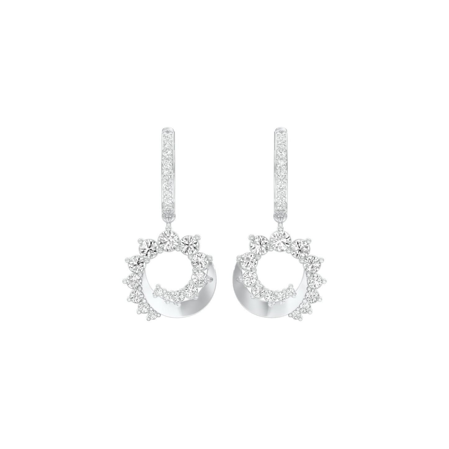 Curve Current Diamond Drop Earrings 18 KT / White Gold