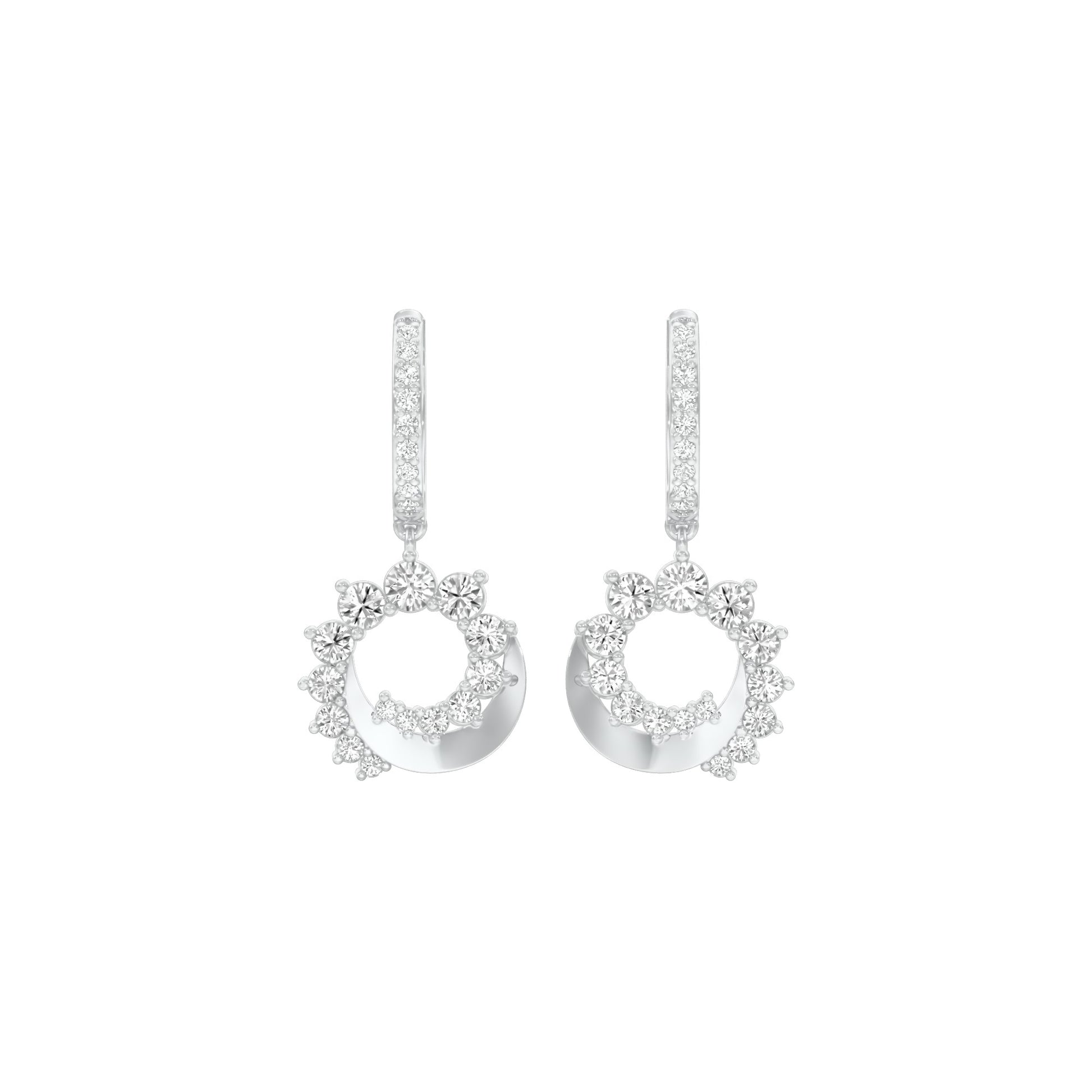 Curve Current Diamond Drop Earrings 18 KT / White Gold