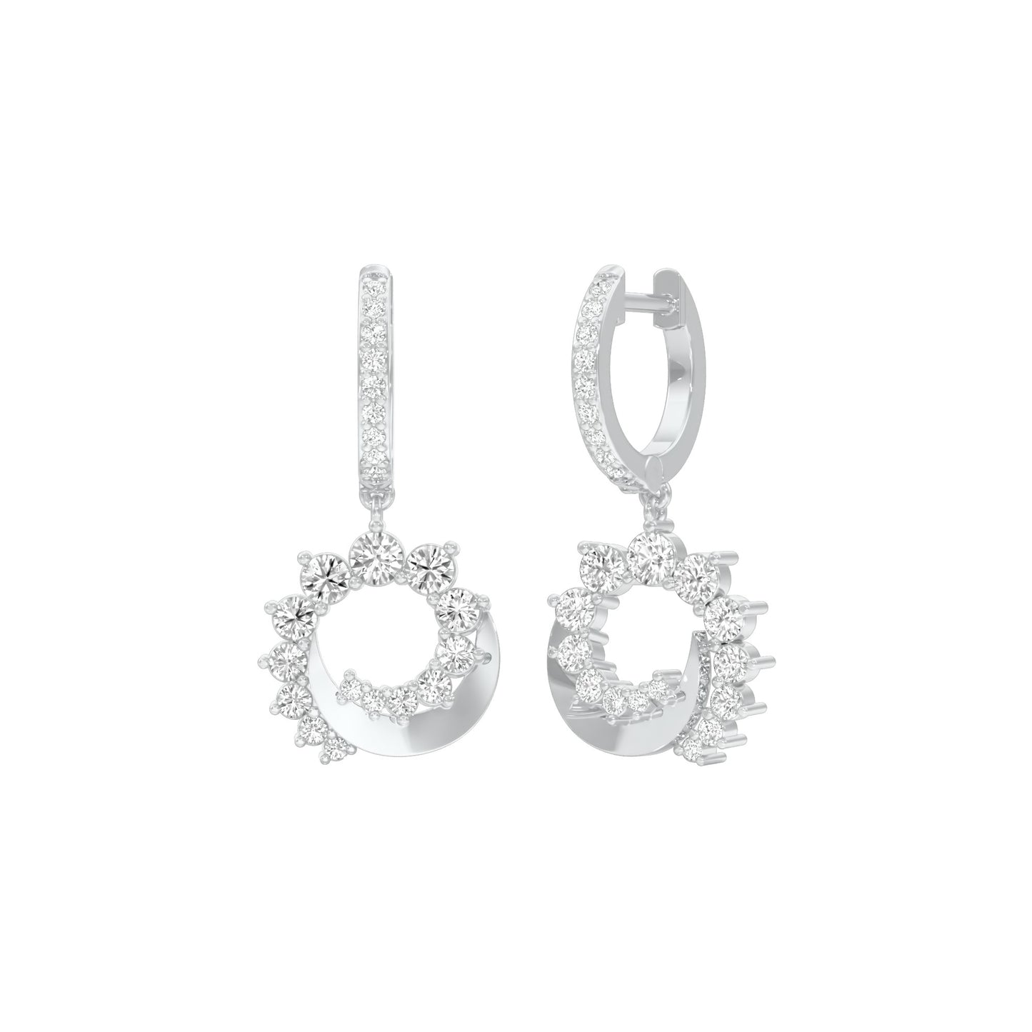 Curve Current Diamond Drop Earrings 18 KT / White Gold