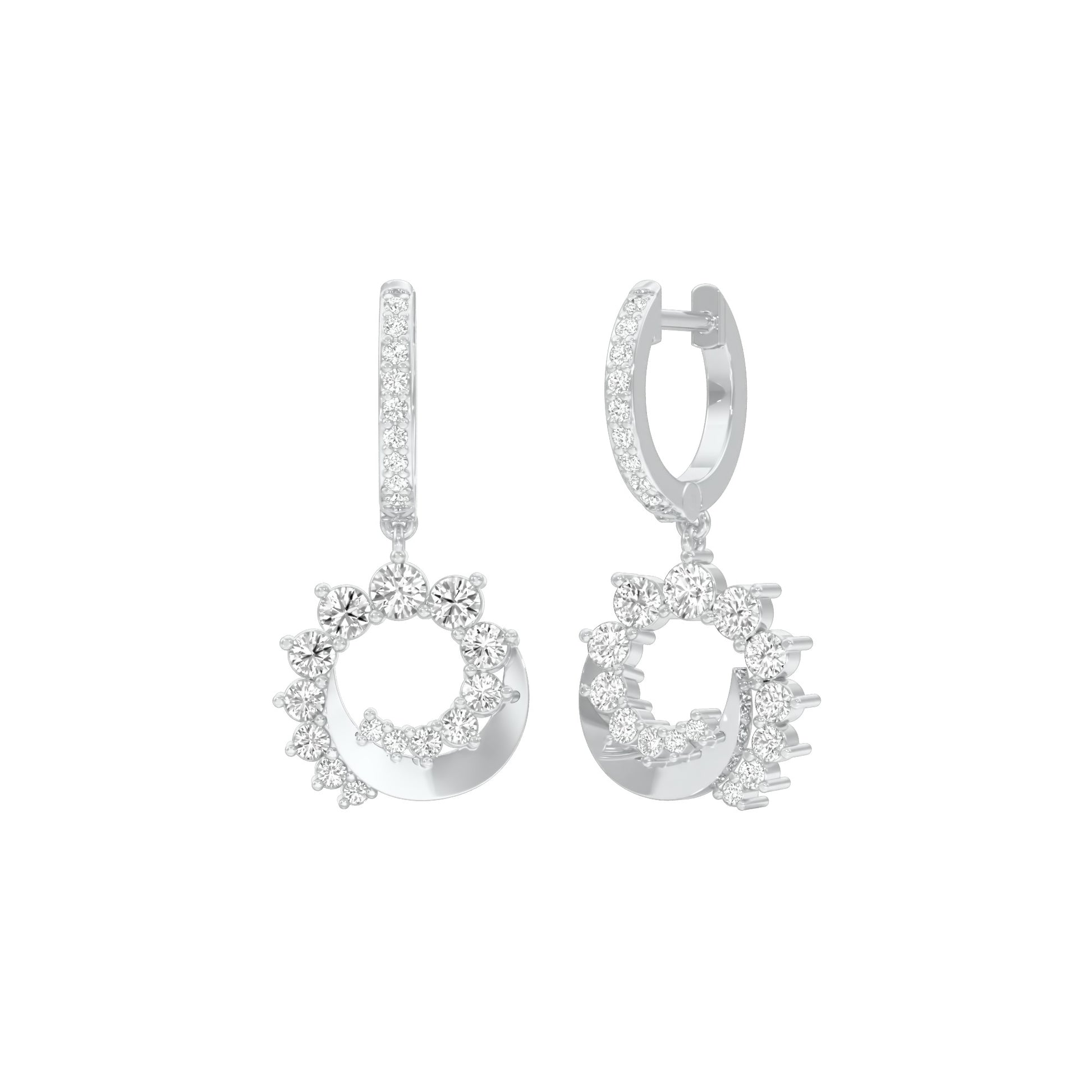Curve Current Diamond Drop Earrings 18 KT / White Gold