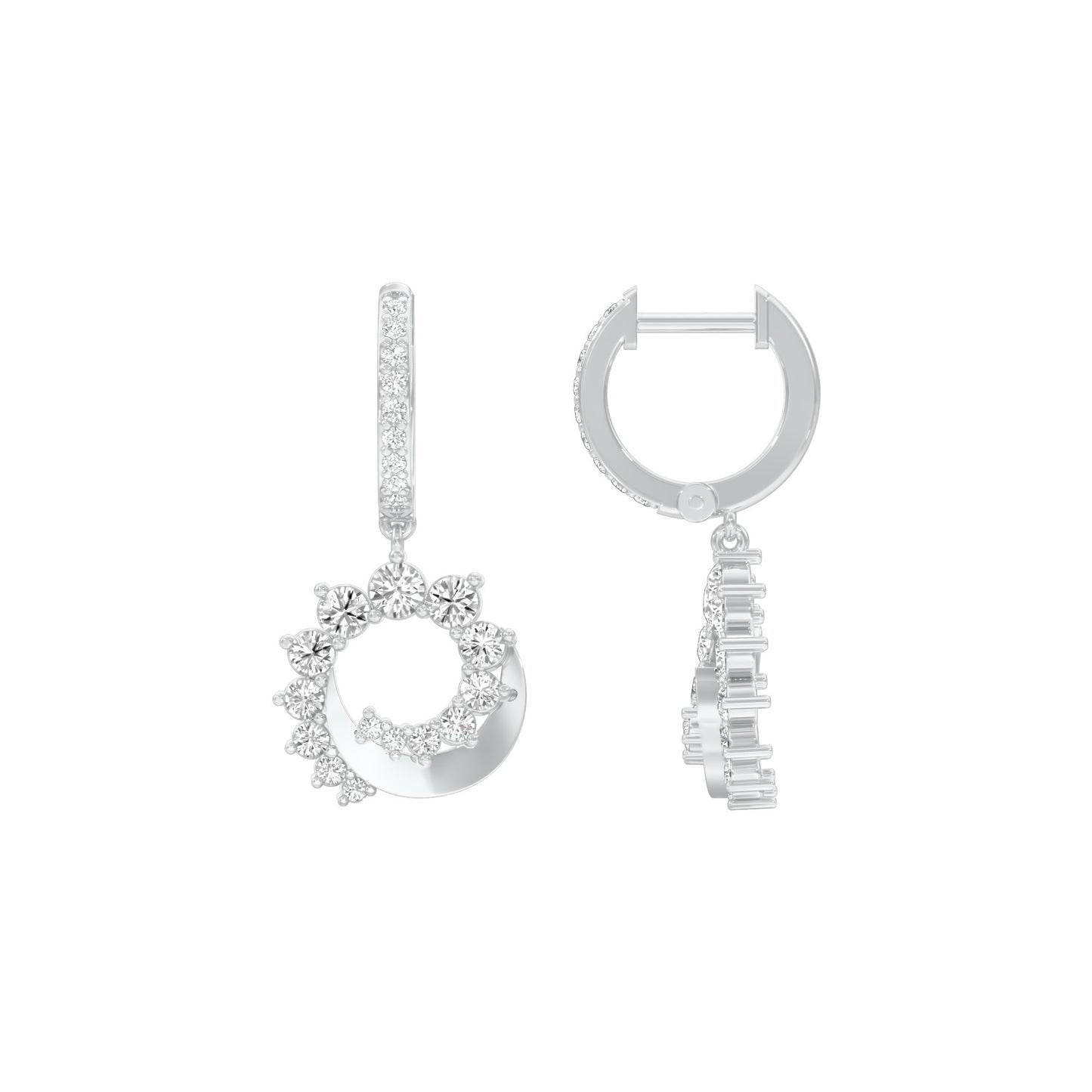 Curve Current Diamond Drop Earrings 18 KT / White Gold