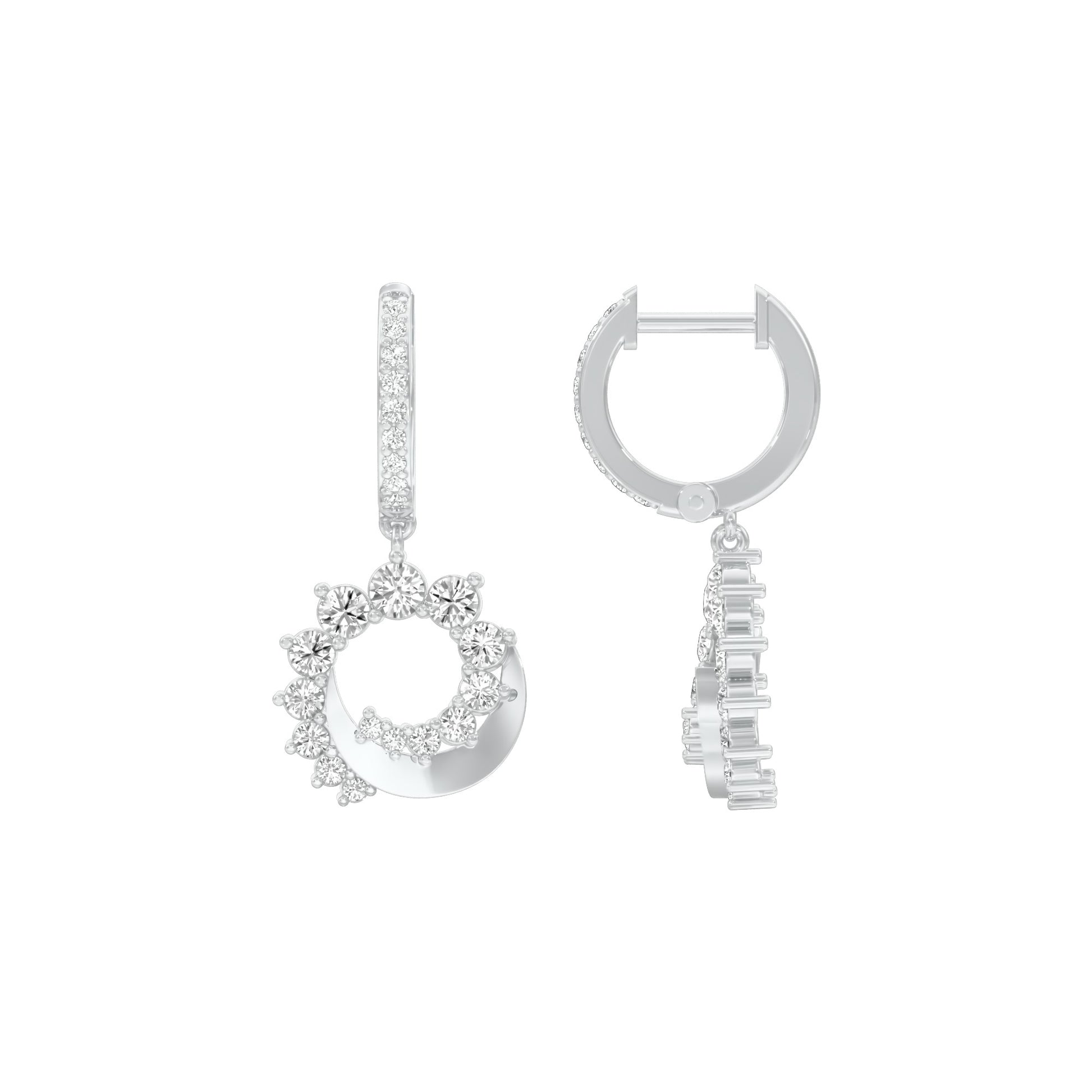 Curve Current Diamond Drop Earrings 18 KT / White Gold