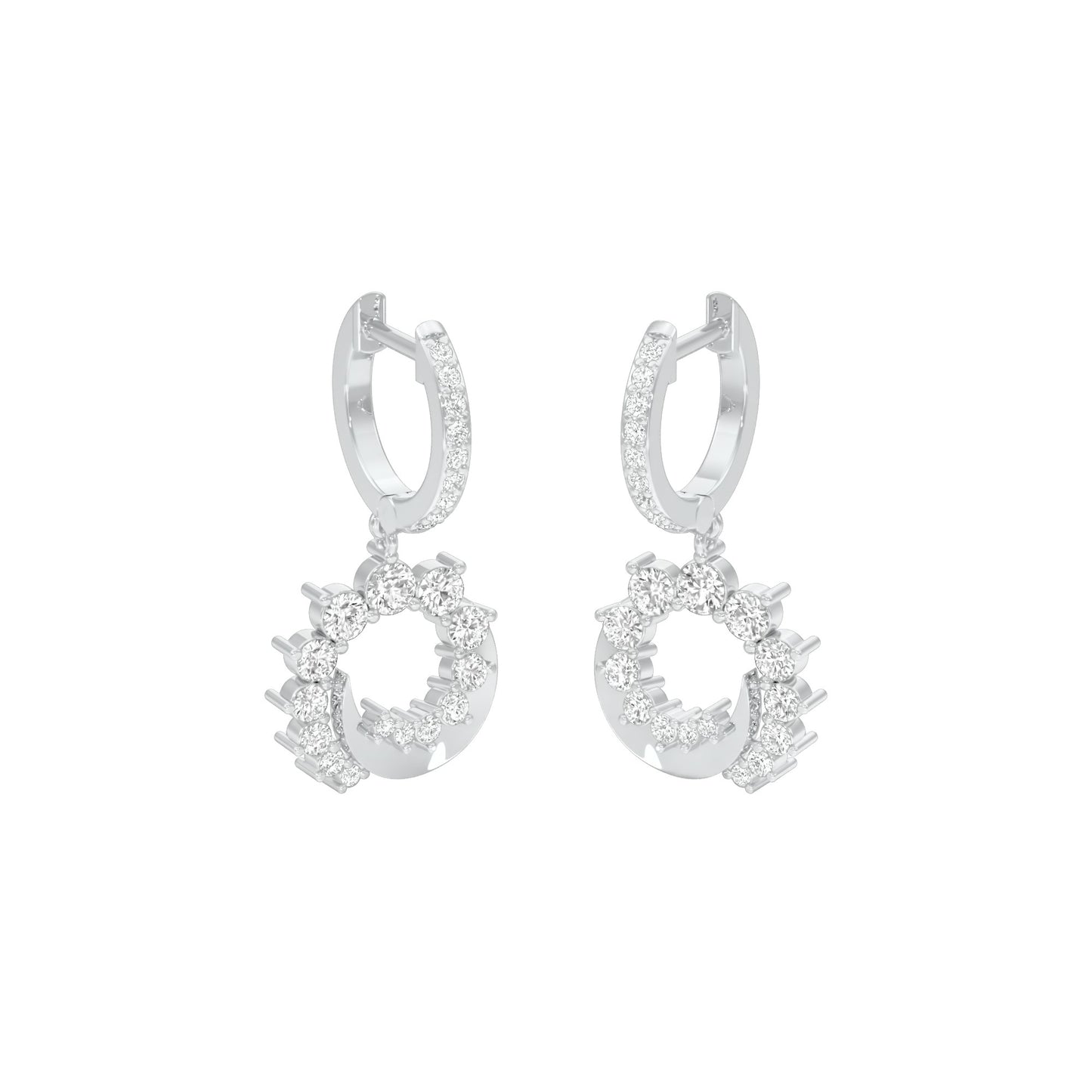 Curve Current Diamond Drop Earrings 18 KT / White Gold