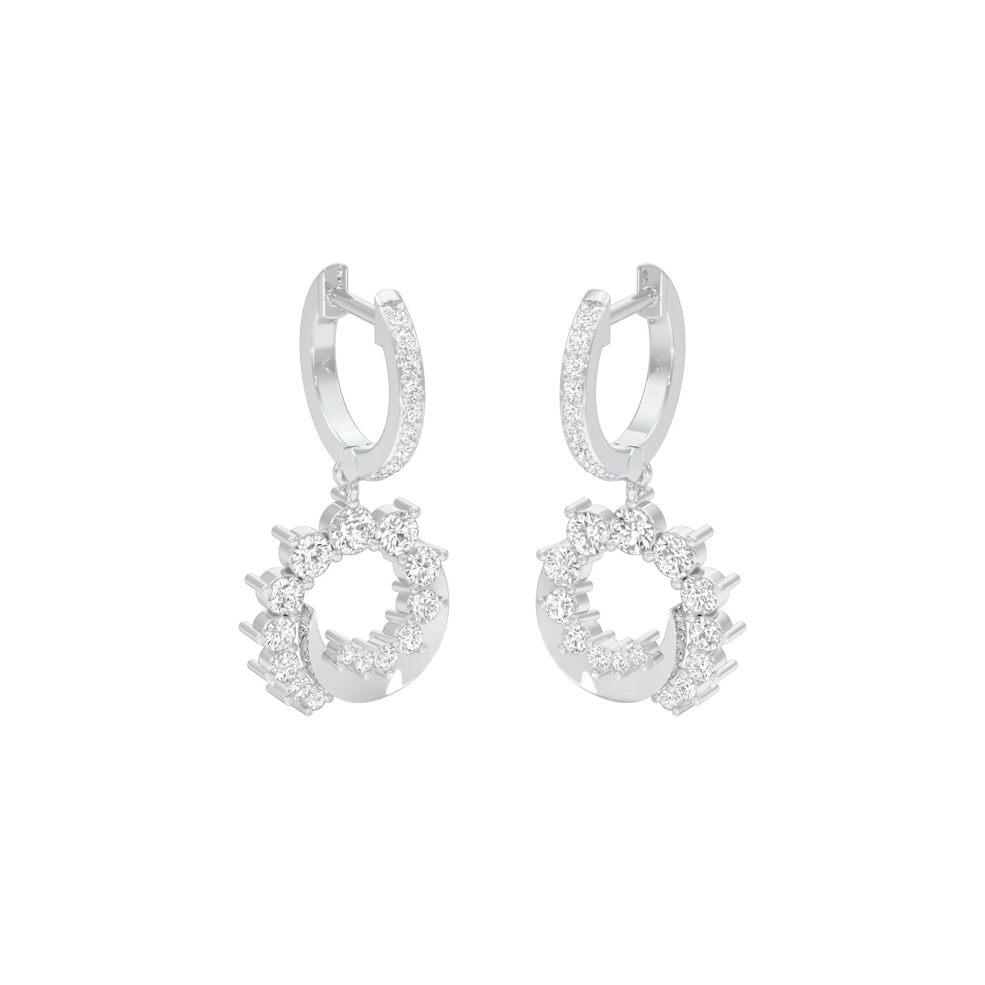 Curve Current Diamond Drop Earrings 18 KT / White Gold