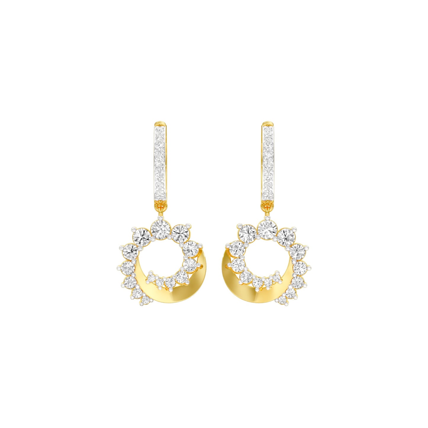 Curve Current Diamond Drop Earrings 18 KT / Yellow Gold