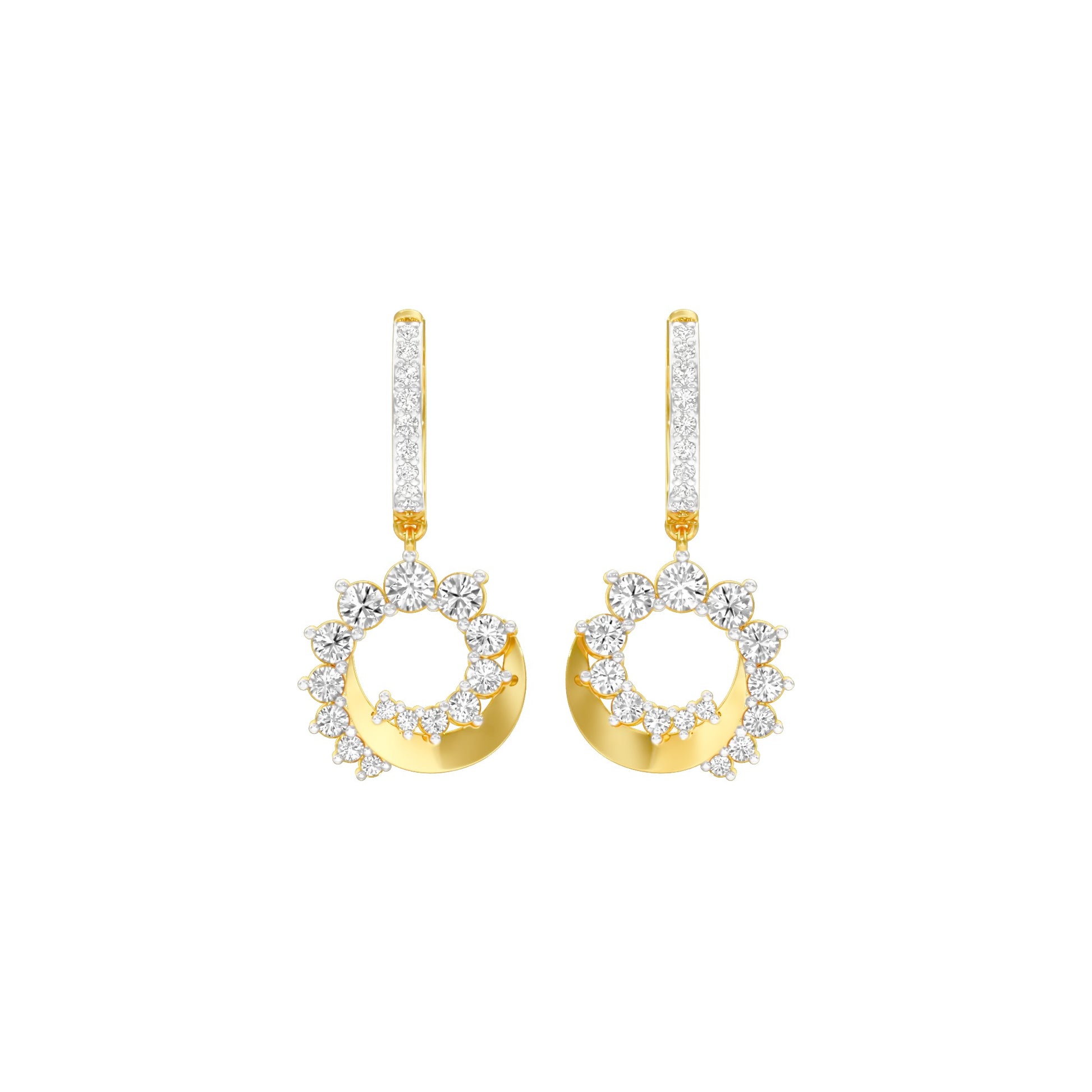 Curve Current Diamond Drop Earrings 18 KT / Yellow Gold