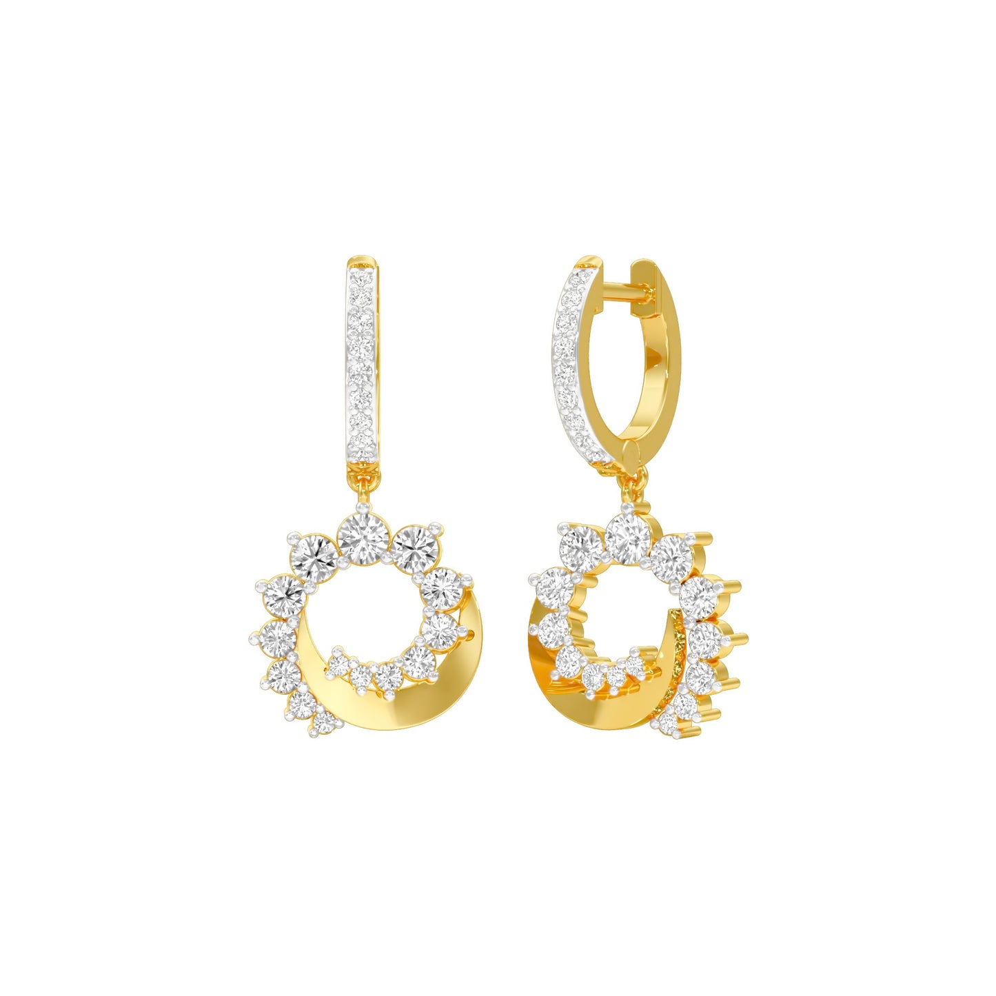 Curve Current Diamond Drop Earrings 18 KT / Yellow Gold