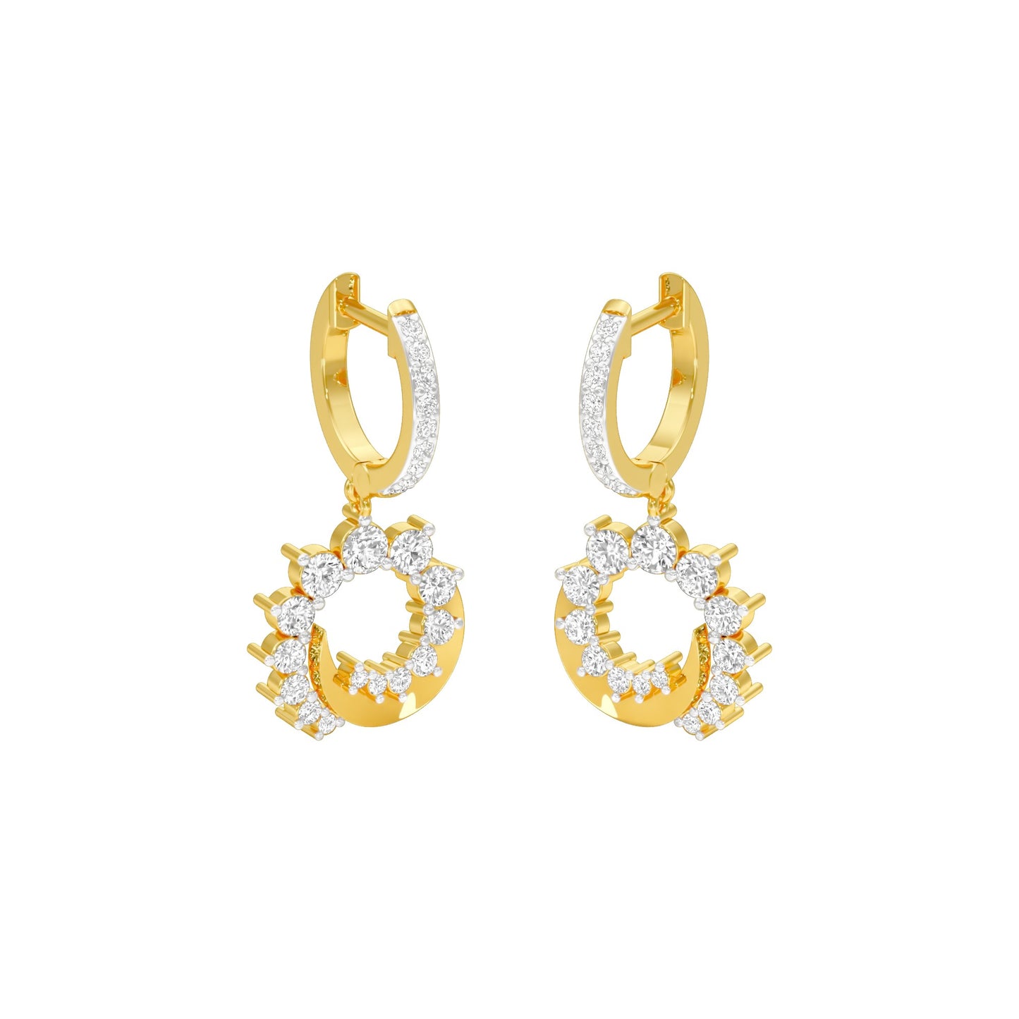 Curve Current Diamond Drop Earrings 18 KT / Yellow Gold