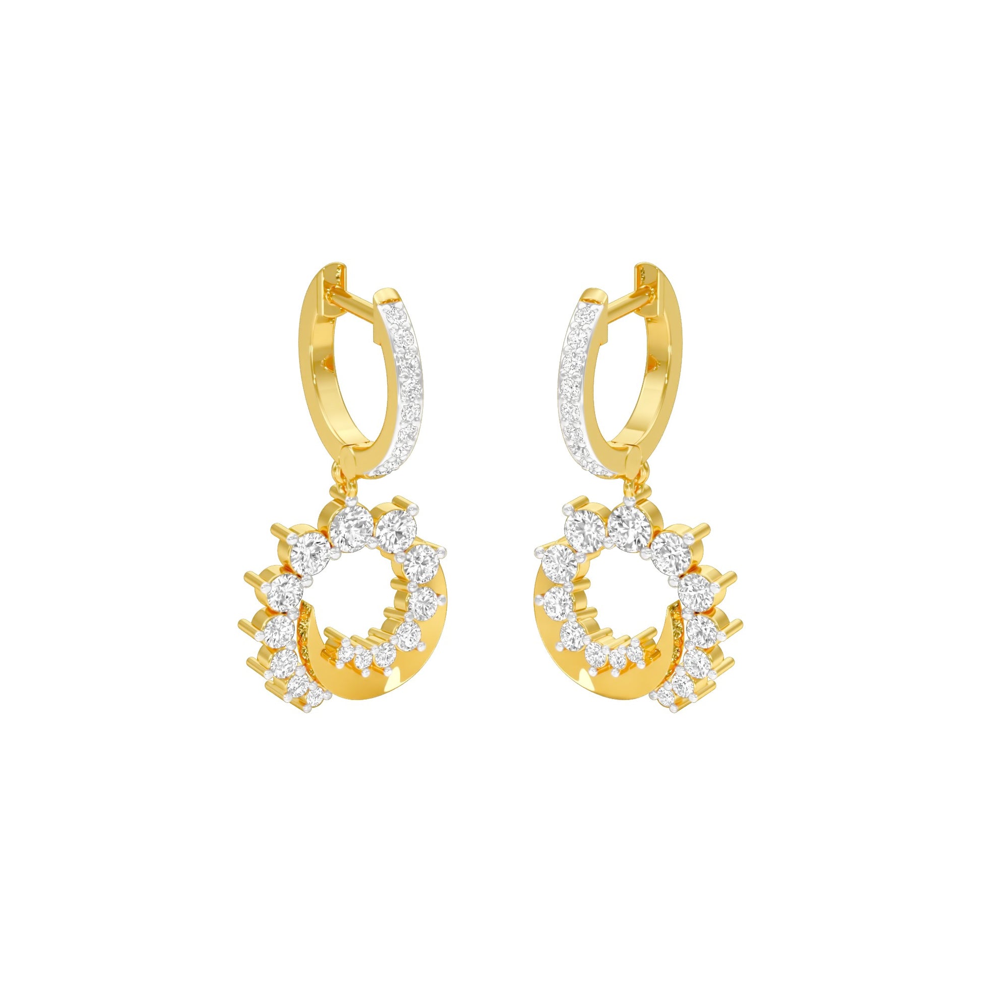 Curve Current Diamond Drop Earrings 18 KT / Yellow Gold