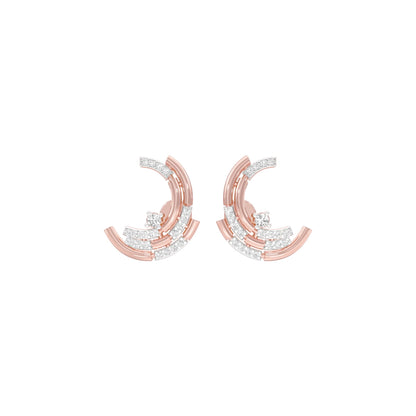 Premium Crescent Diamond Stud Earrings 18 KT / Rose Gold