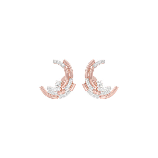 Premium Crescent Diamond Stud Earrings 18 KT / Rose Gold