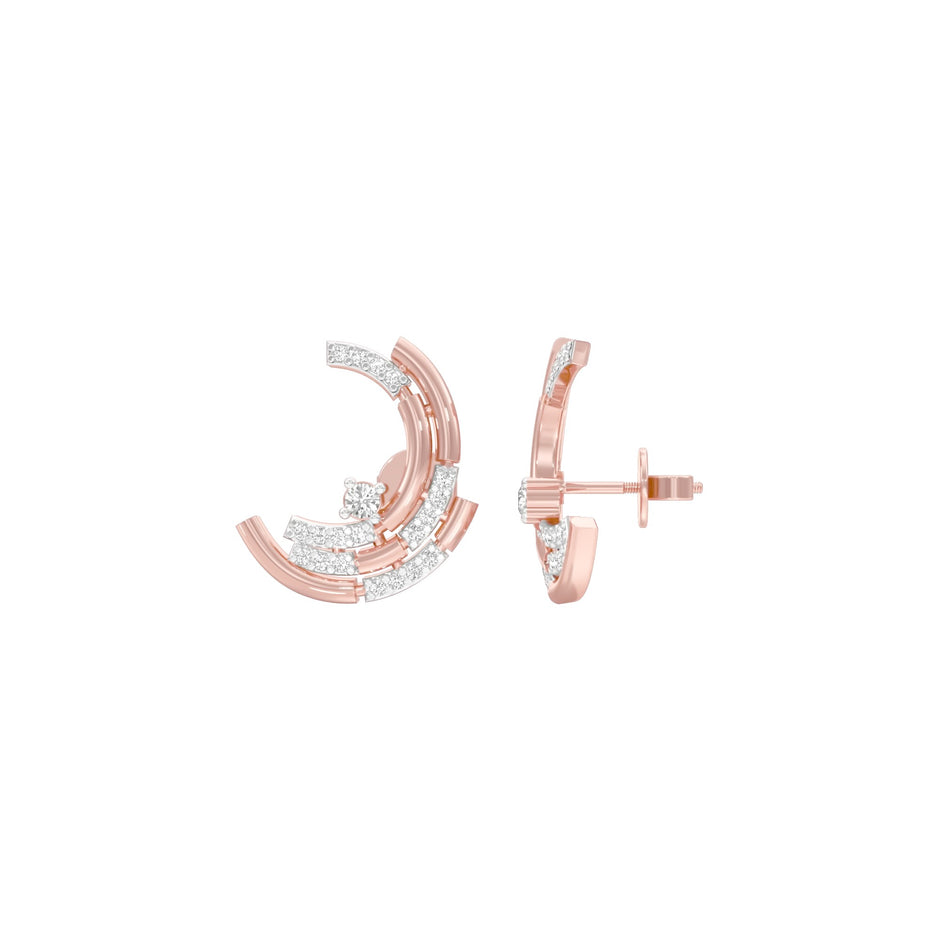 Premium Crescent Diamond Stud Earrings 18 KT / Rose Gold
