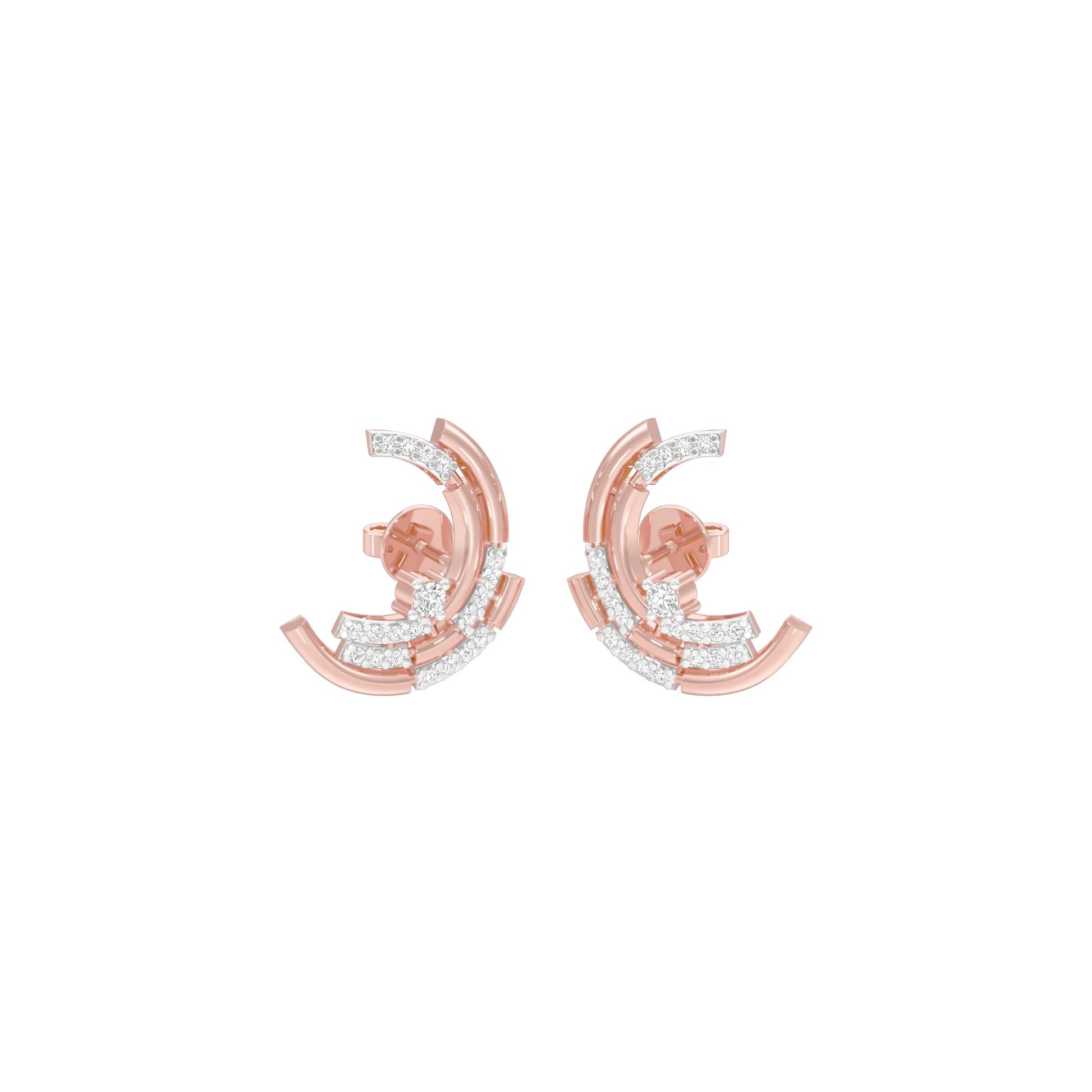 Premium Crescent Diamond Stud Earrings 18 KT / Rose Gold