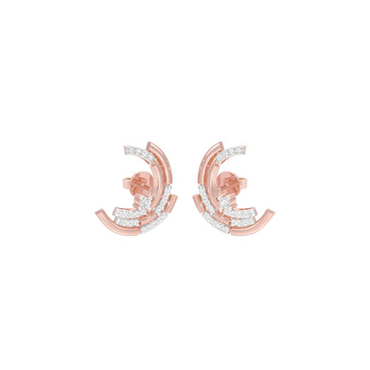 Premium Crescent Diamond Stud Earrings 18 KT / Rose Gold
