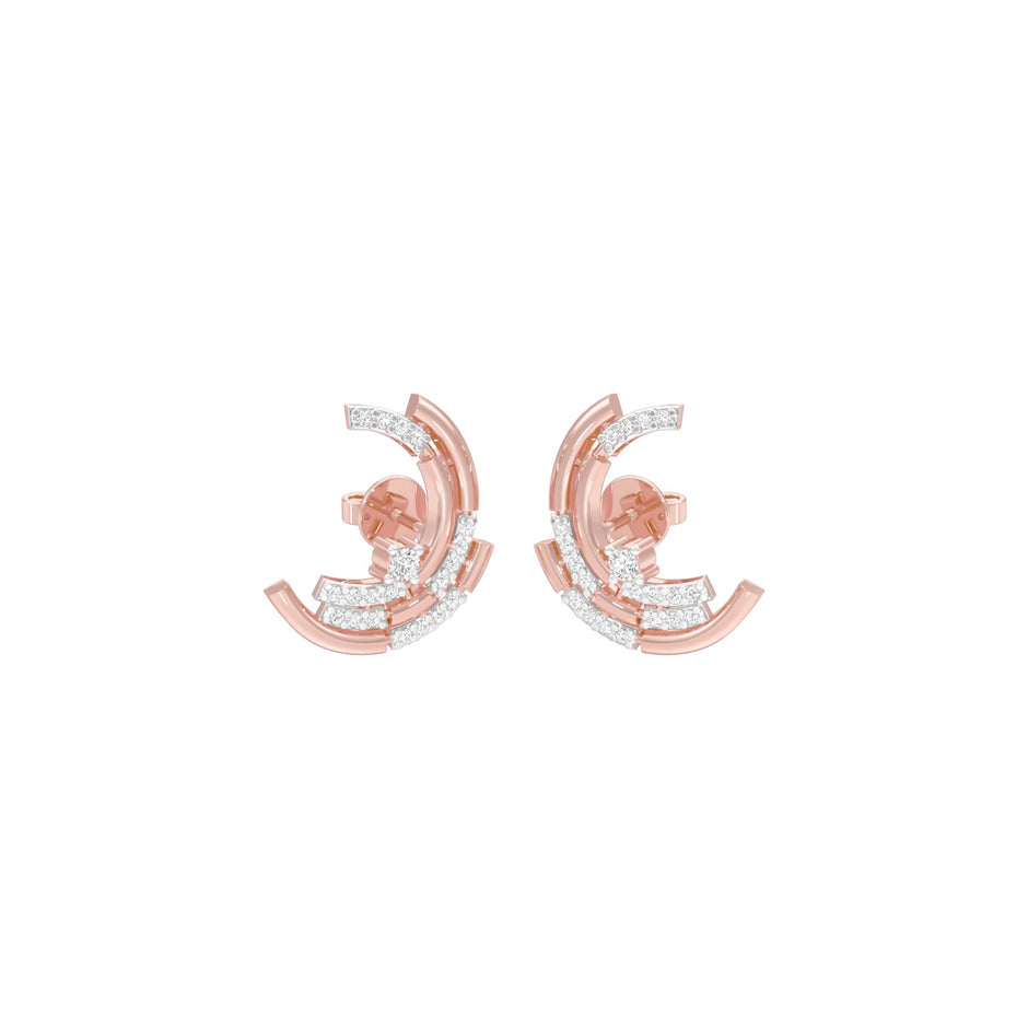 Premium Crescent Diamond Stud Earrings 18 KT / Rose Gold