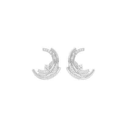 Premium Crescent Diamond Stud Earrings 18 KT / White Gold