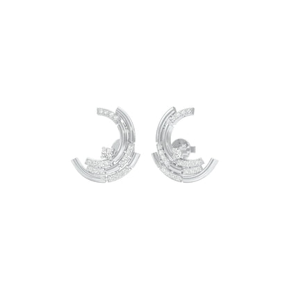 Premium Crescent Diamond Stud Earrings 18 KT / White Gold
