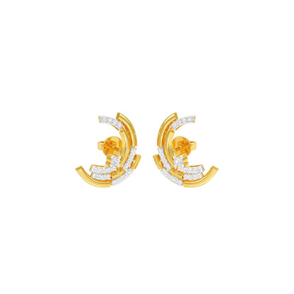 Premium Crescent Diamond Stud Earrings 18 KT / Yellow Gold