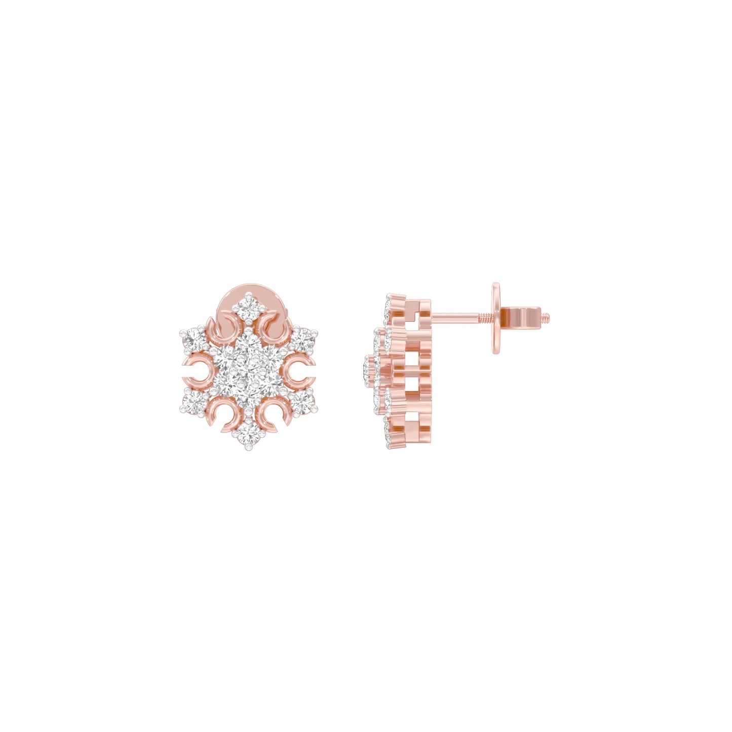 Celeste Bloom Diamond Stud Earrings 18 KT / Rose Gold