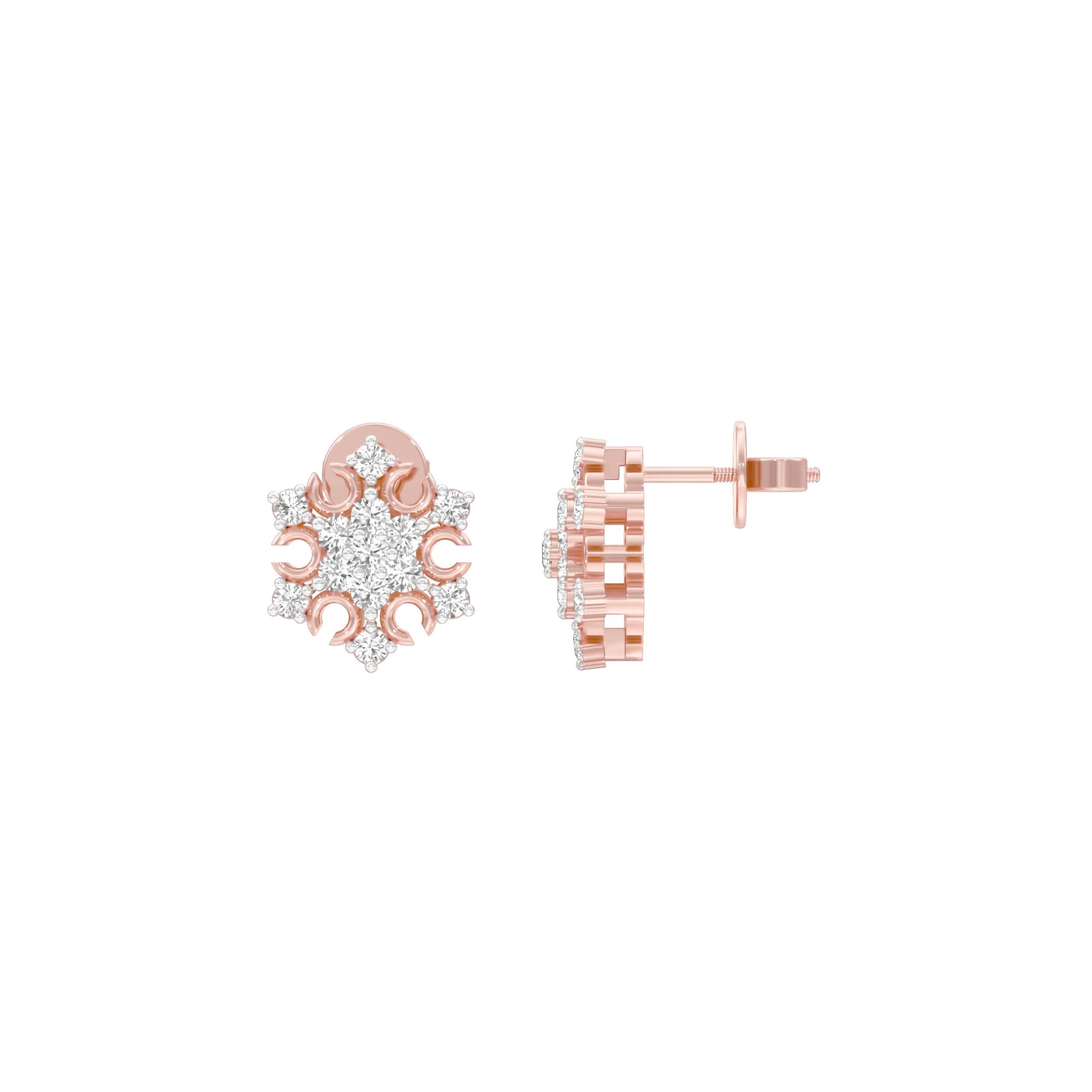 Celeste Bloom Diamond Stud Earrings 18 KT / Rose Gold