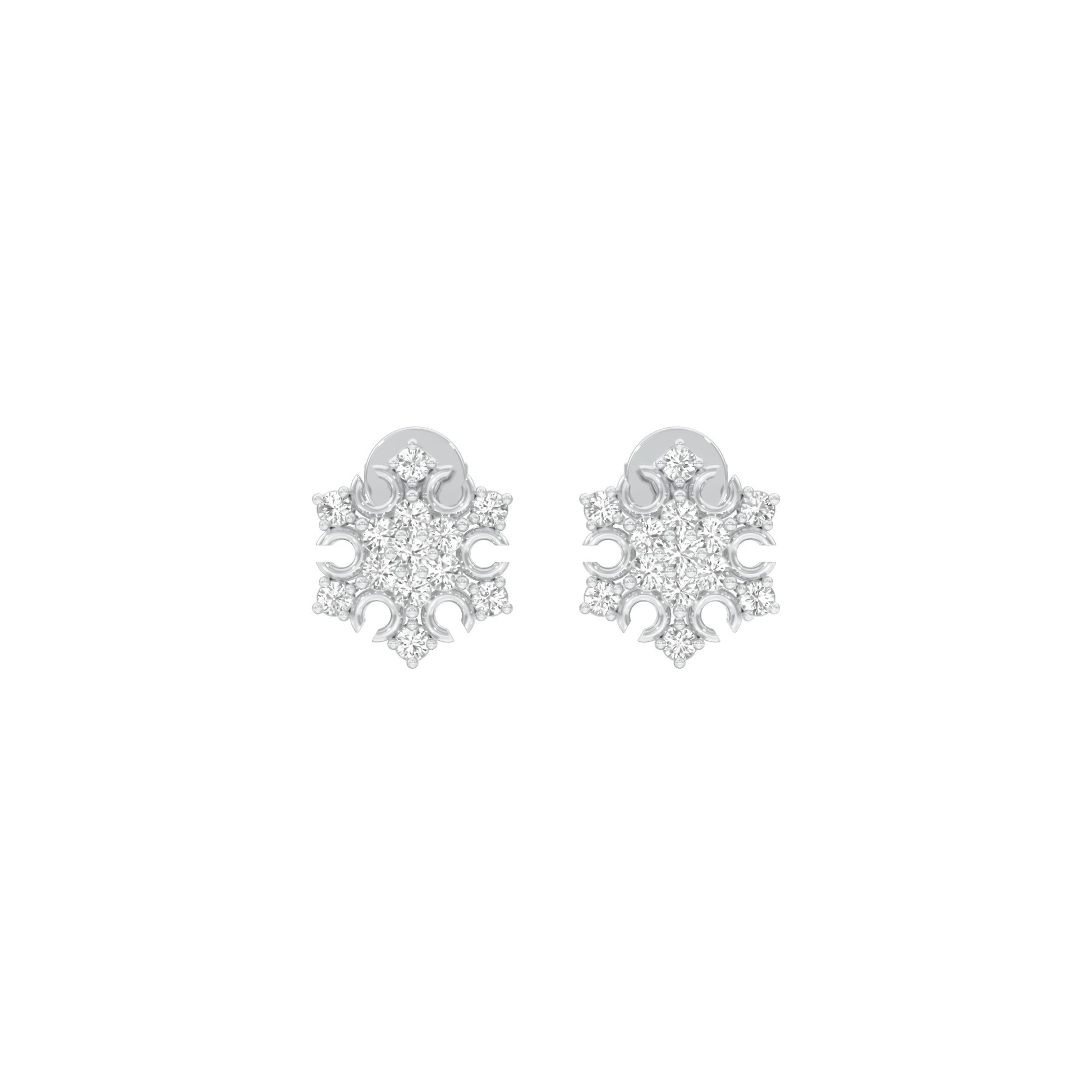 Celeste Bloom Diamond Stud Earrings 18 KT / White Gold